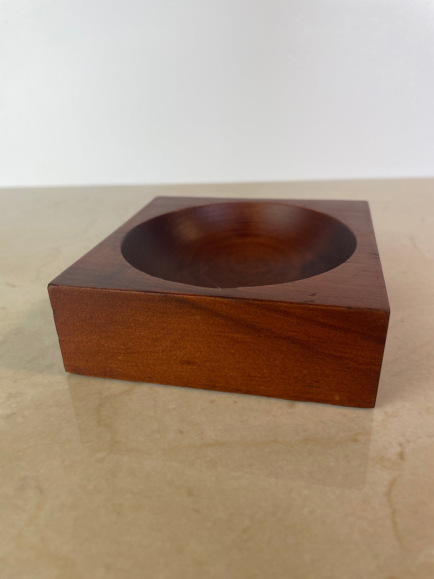 Vintage Studio Craft Modern Teak Cube Catchall / Vide-Poch