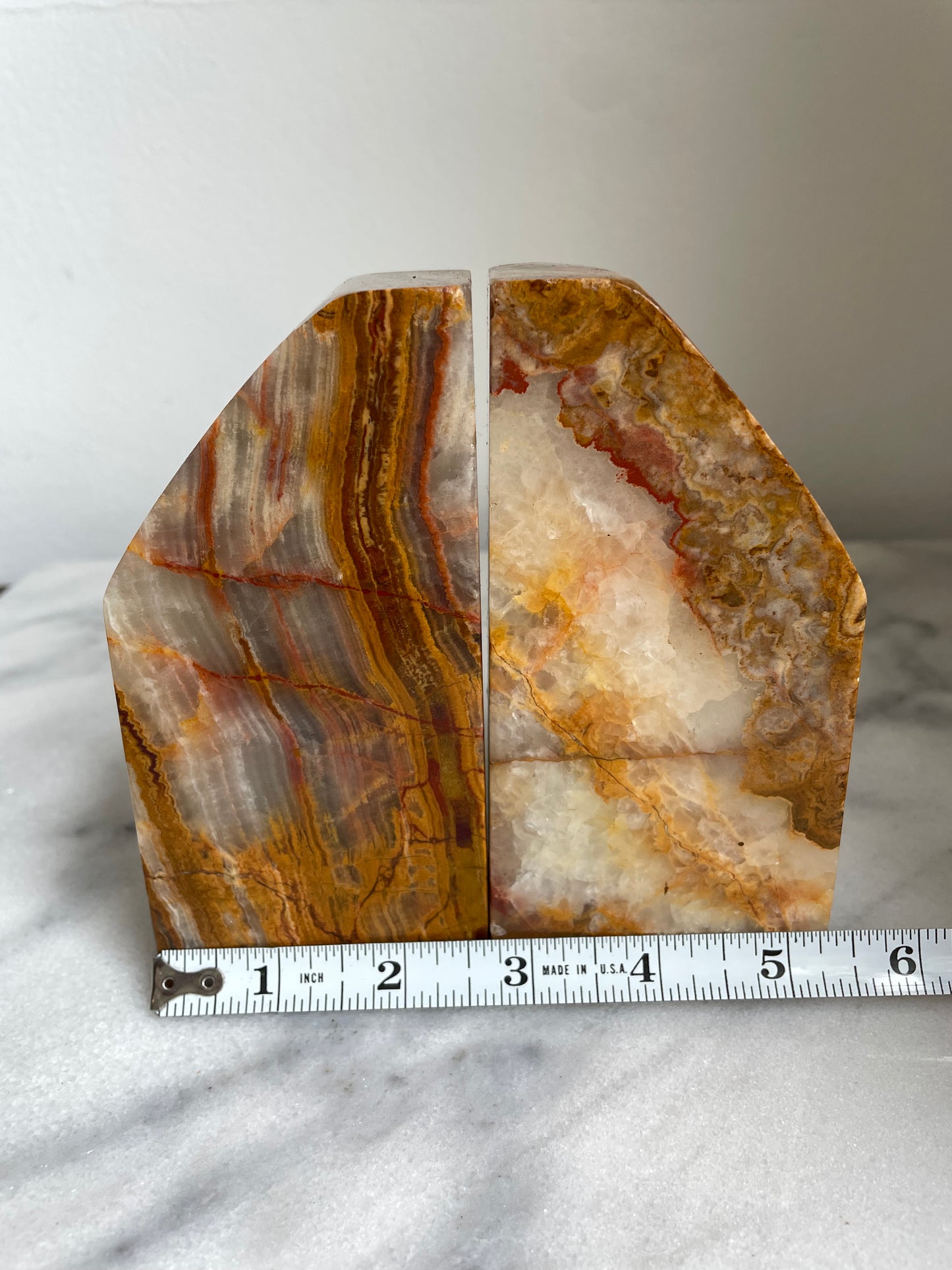 Vintage Solid Agate Slice Bookends- a Pair