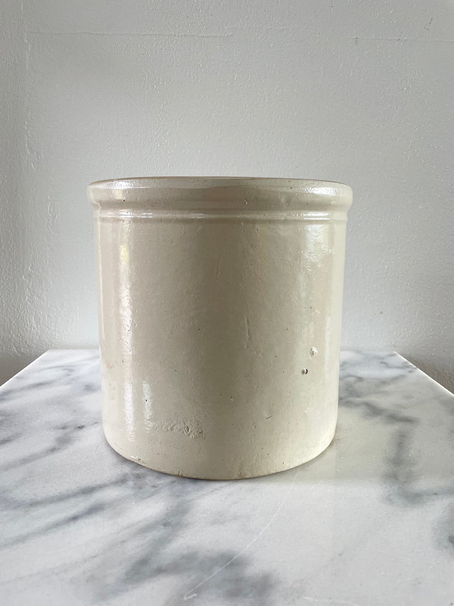 Mid 20th Century Earthenware Pottery Fermenting Crock Farmhouse Country Storage Vessel