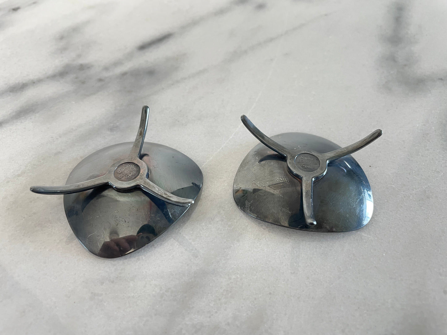 Mid 20th Century Carl Cohr Atla Denmark Modernist Silverplate Candleholders- a Pair