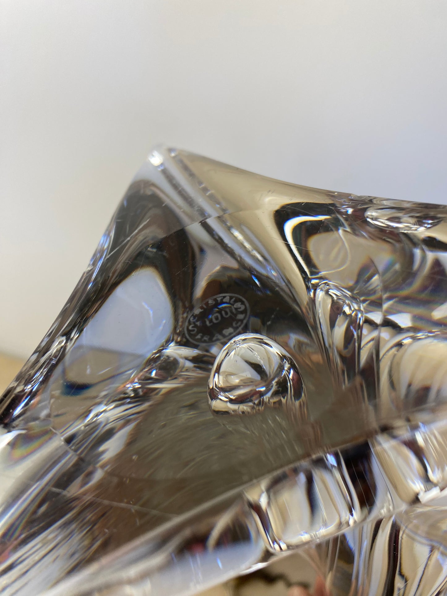 Maison Saint Louis France Twisted Crystal Table Lamp, Signed French Mid-Century Modern Lighting