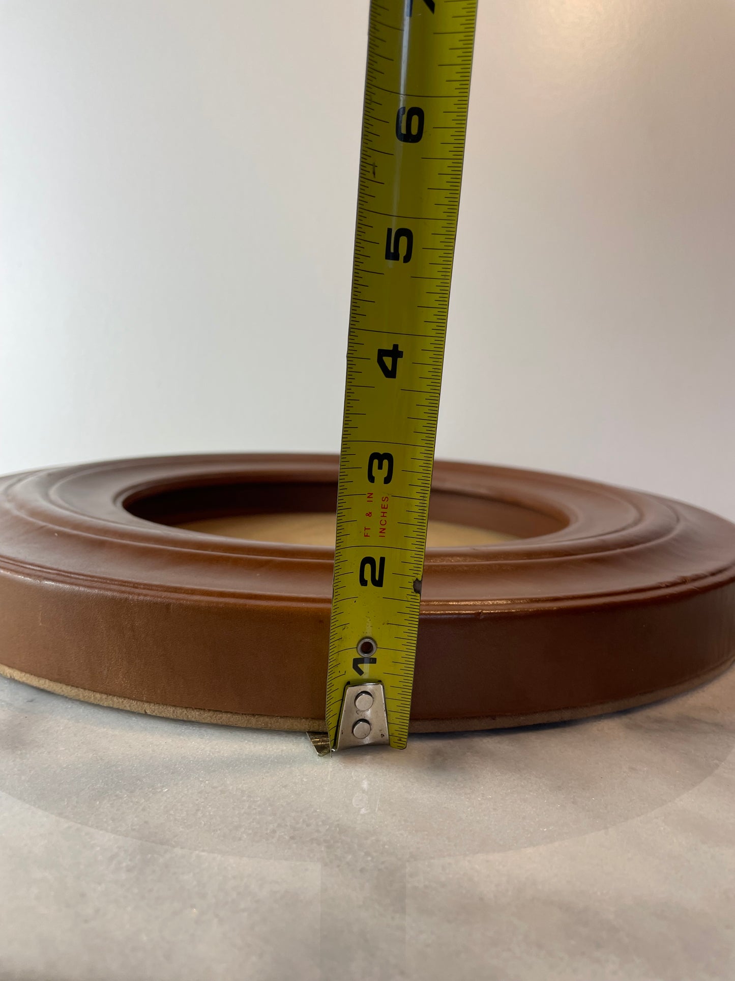 Contemporary Leather-Wrapped Picture Frame With Sculptural Molded Detailing