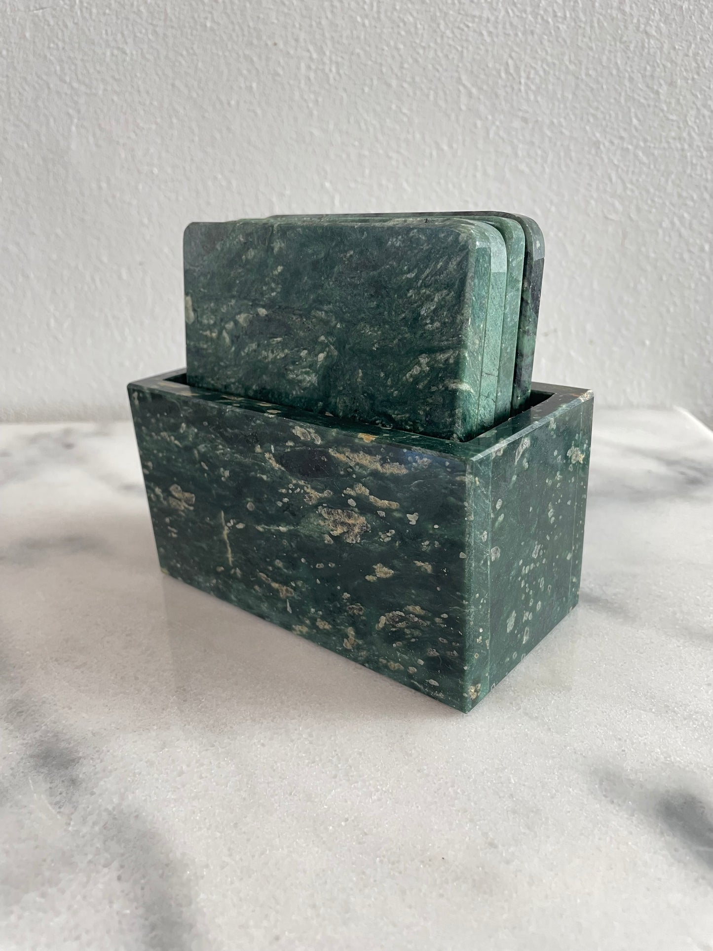 Green Marble Coasters With Storage Box