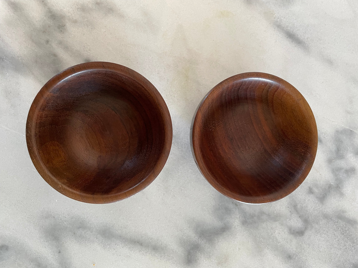Mid 20th Century Small Turned Walnut Bowls - A Pair