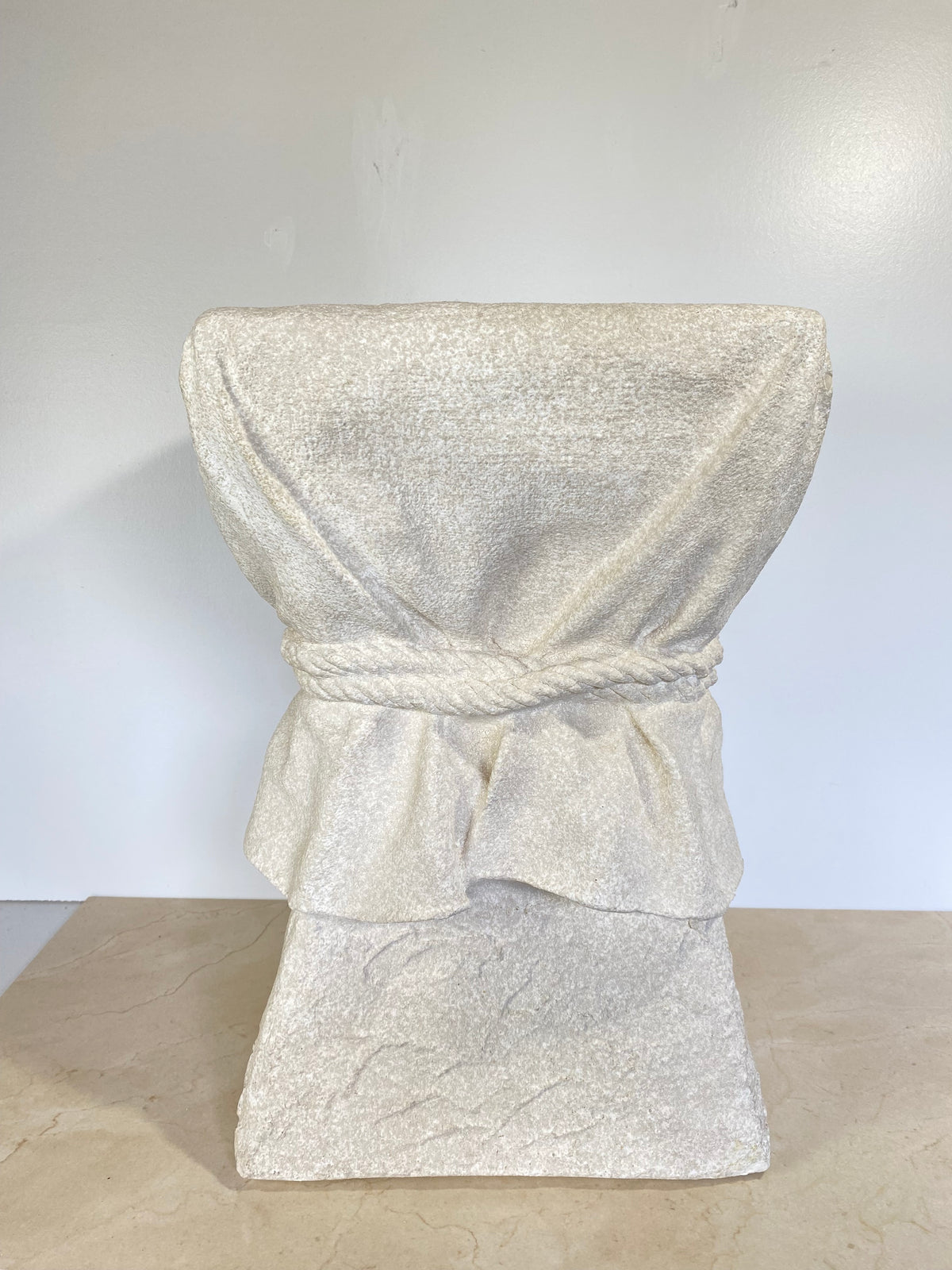 John Dickinson Style Plaster Faux Bois Draped Rope and Tassel Side Table