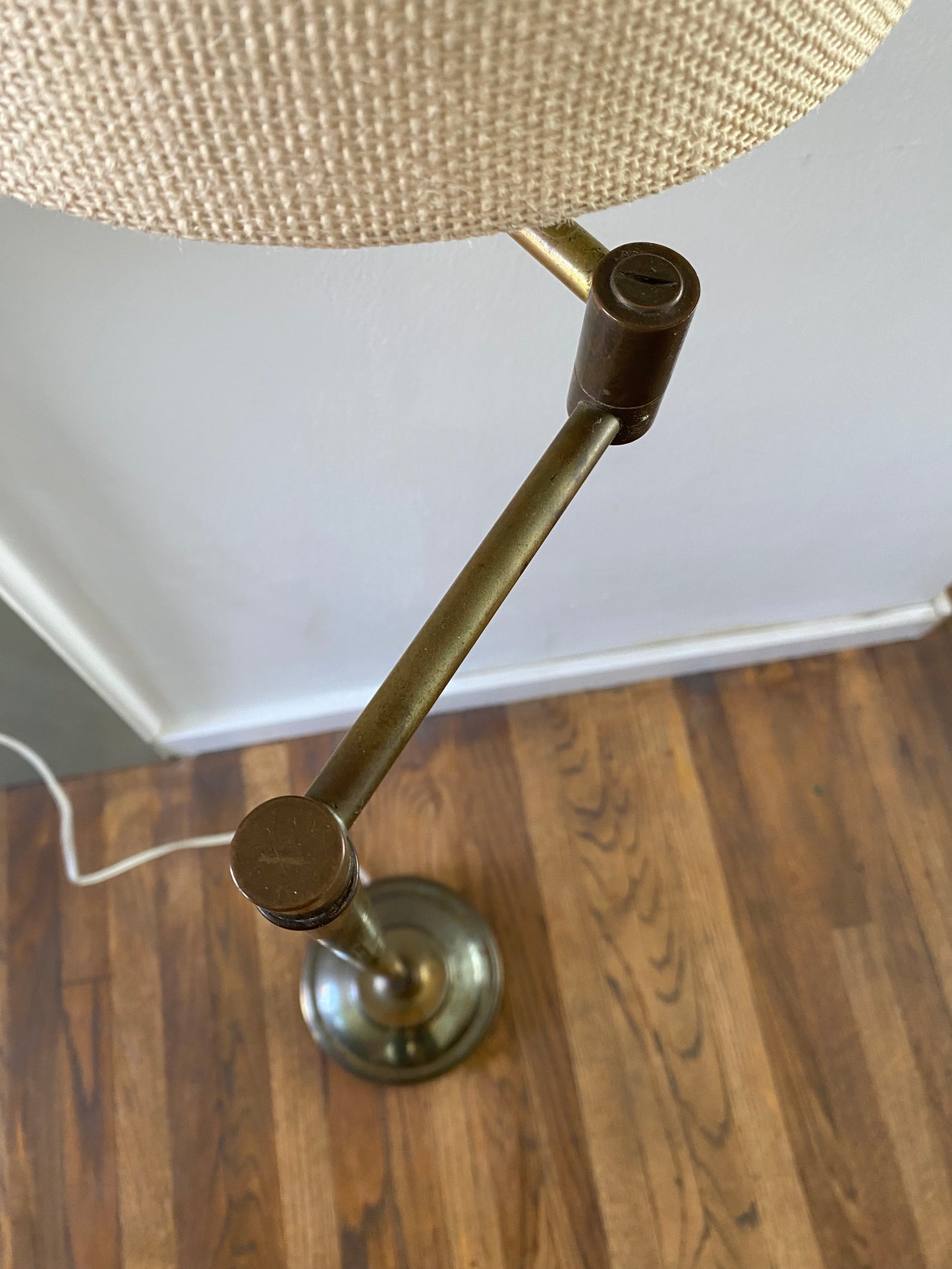 Vintage Brass Swing-Arm Library/Reading Floor Lamp