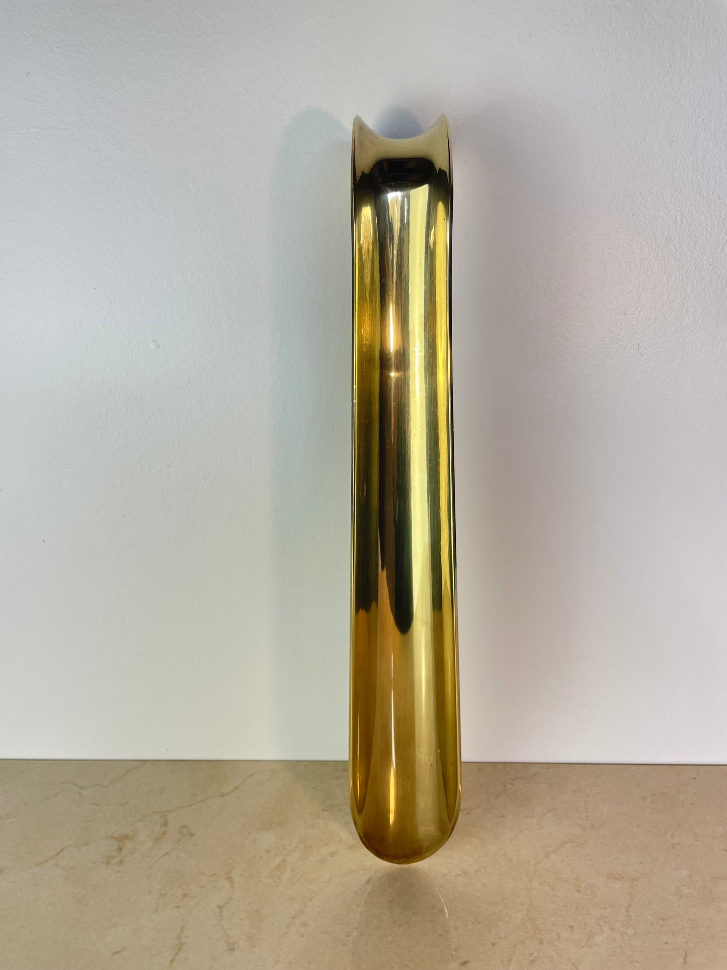 Vintage Solid Brass Long-Handled Shoehorn, India