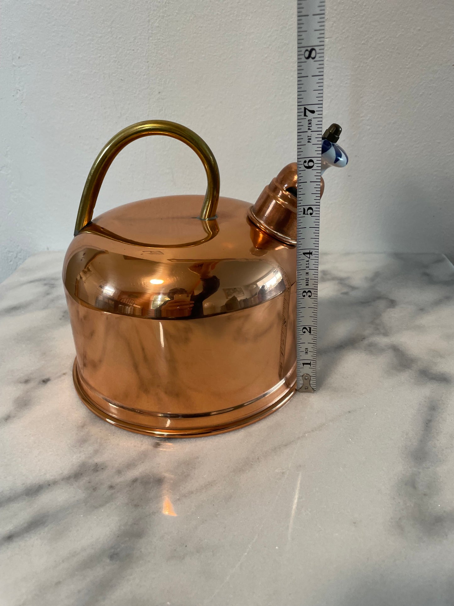 Vintage Copper Tea Kettle With Ceramic Whistle Bead