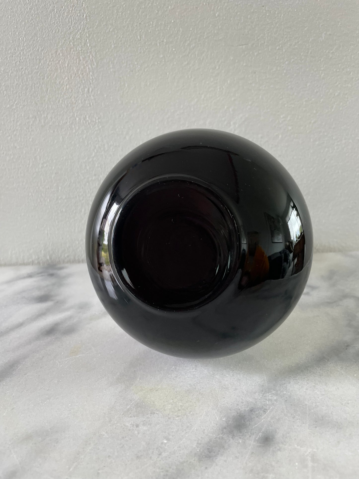 Vintage 1970s Black Glass Vase by Tiara Glass