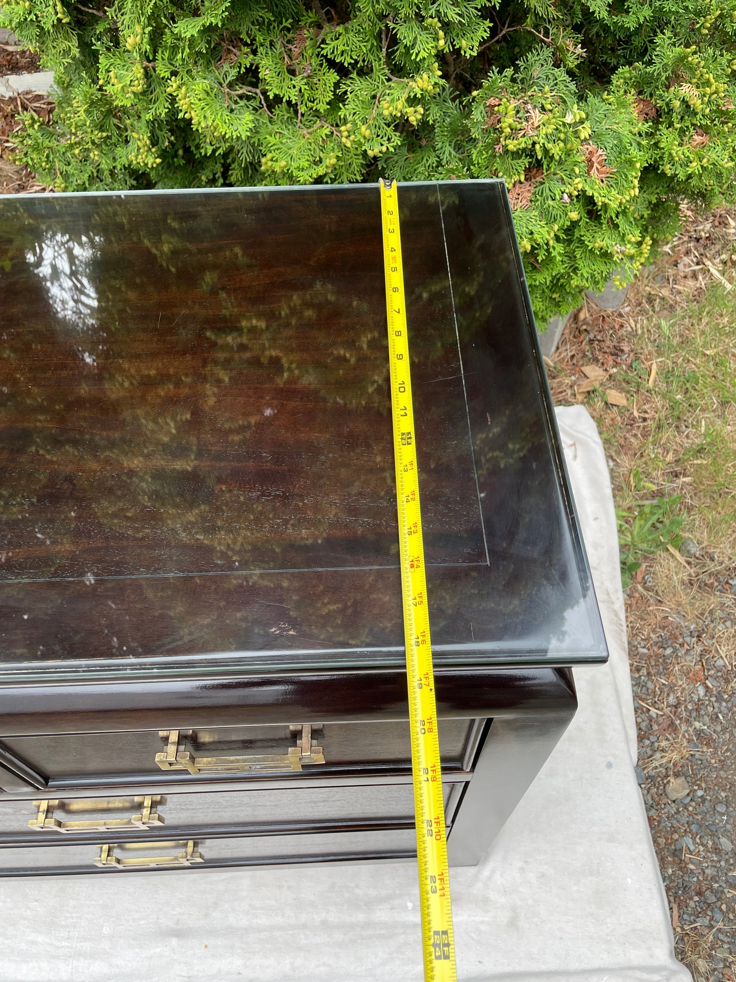 Hollywood Regency Dresser Ebony Finish W/ Brass Handles