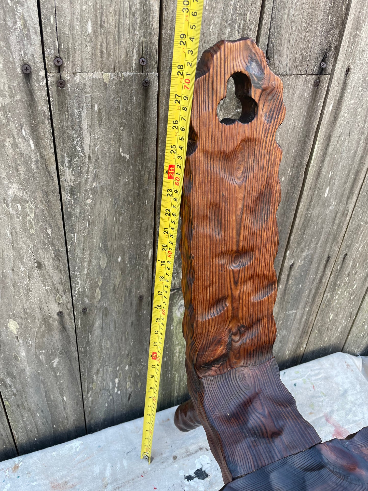 Mid 20th Century Spanish Sculptural Carved Wood Tripod Birthing Chair