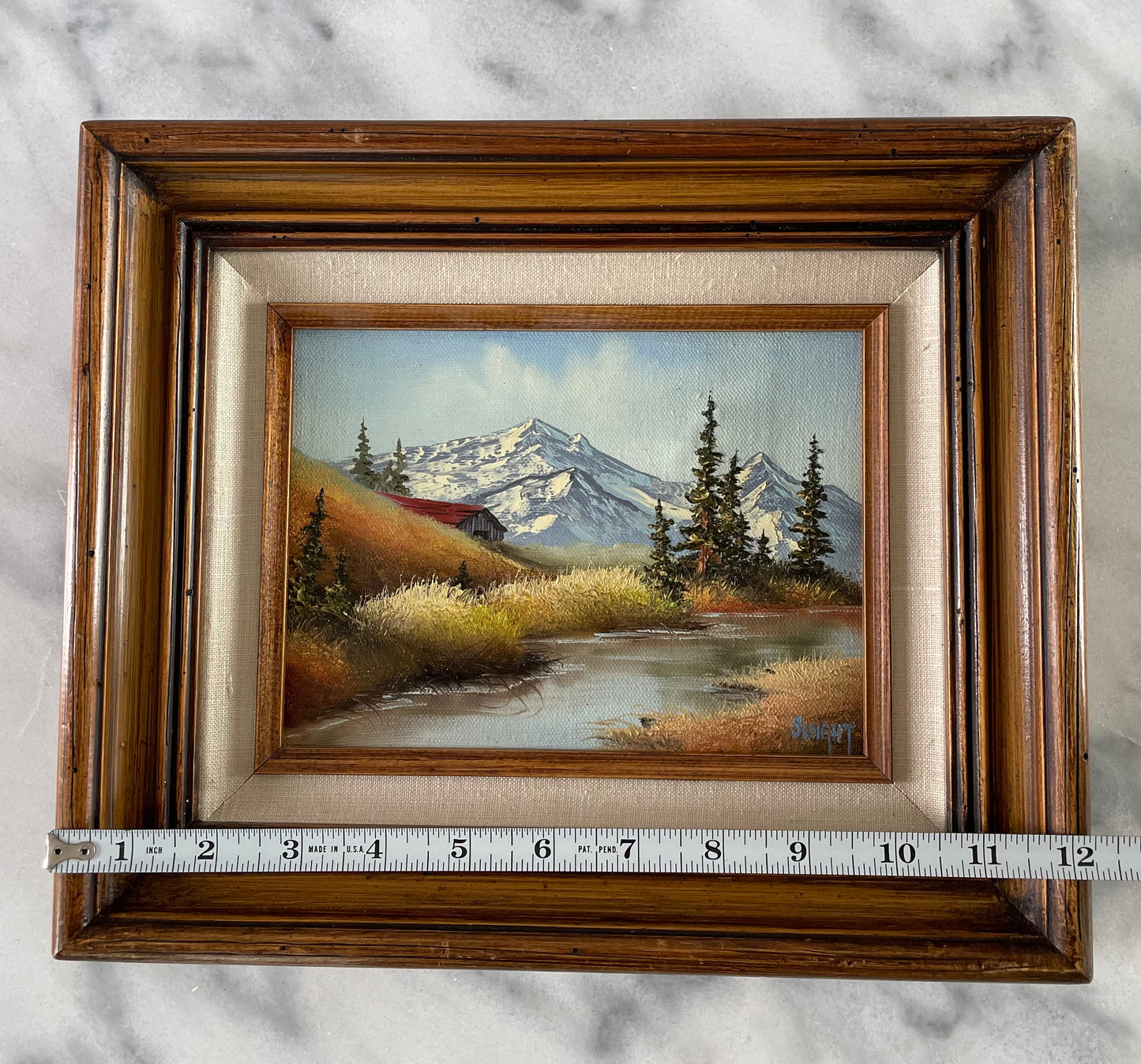 Late 20th Century Judy Sleight Signed Framed Oil on Canvas PNW Landscape