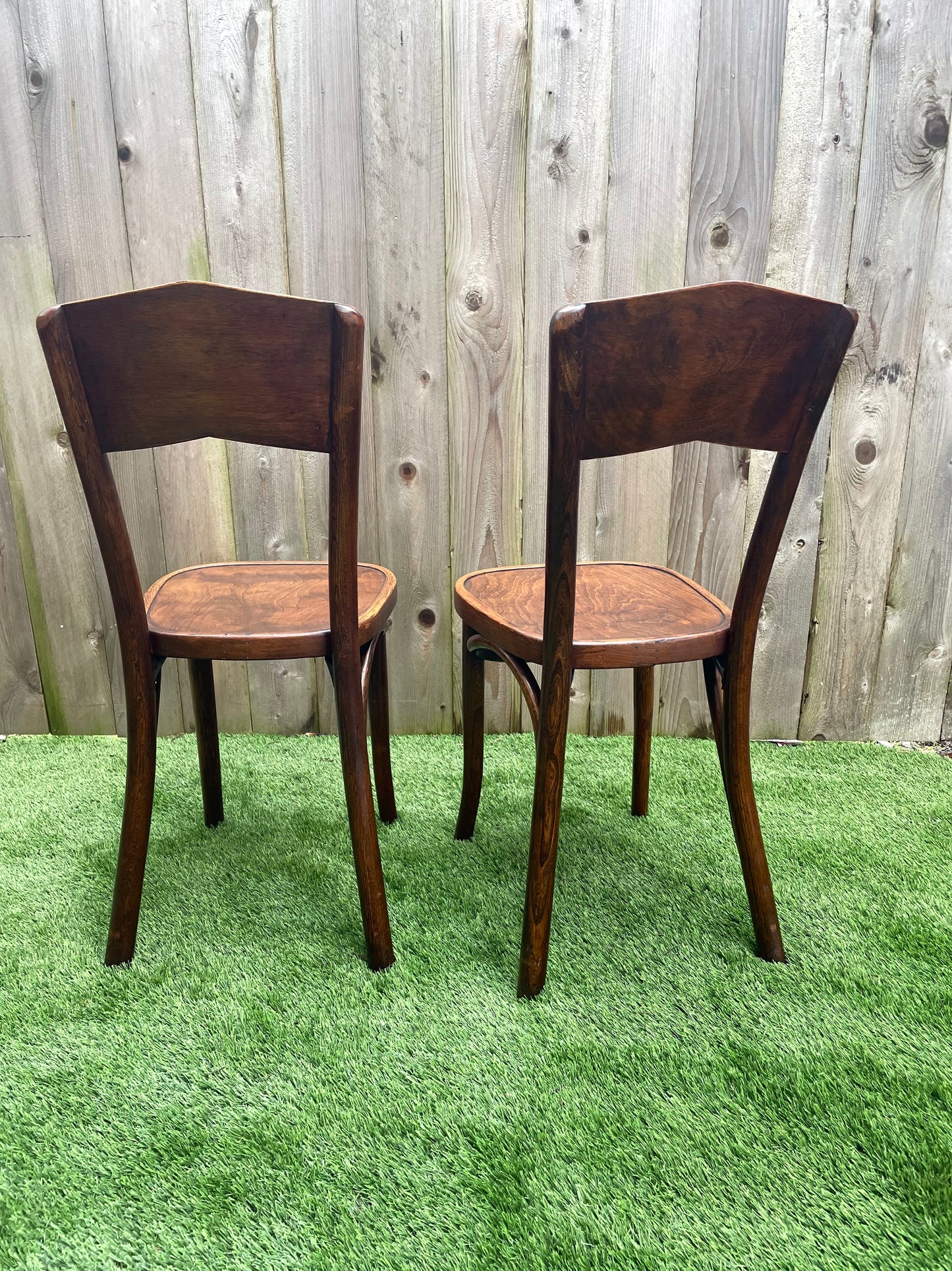 1940s Vintage Pair Great Northern Chair Co. Peaked Back Bentwood Chairs