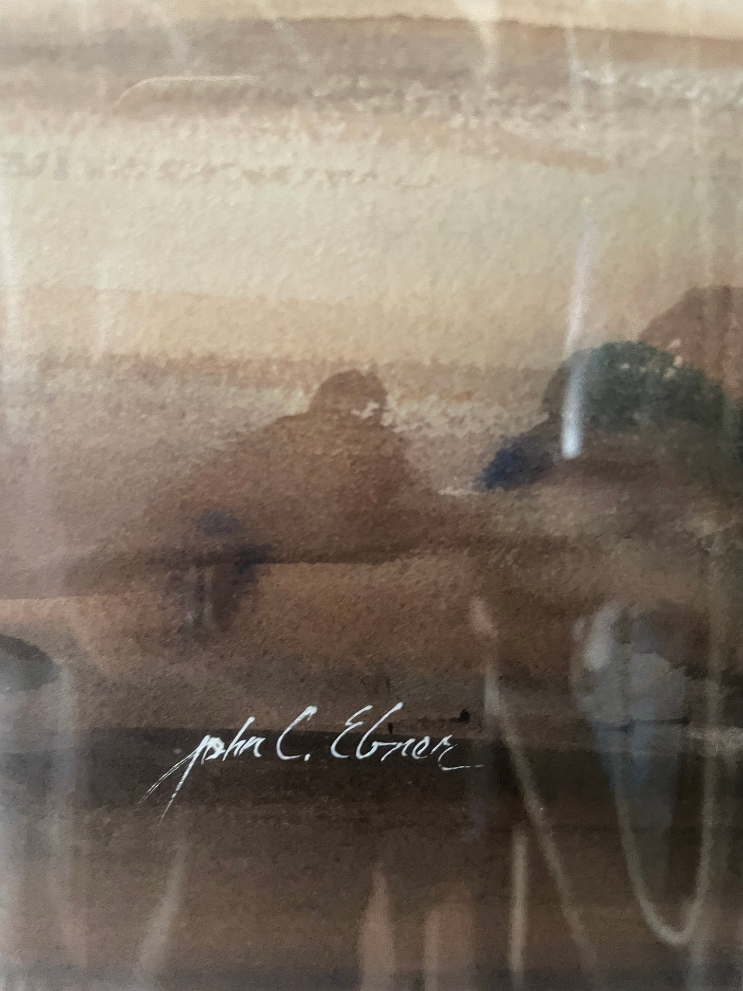 John Ebner Seaside Pacific Northwest Landscape Watercolor on Paper Framed & Matted