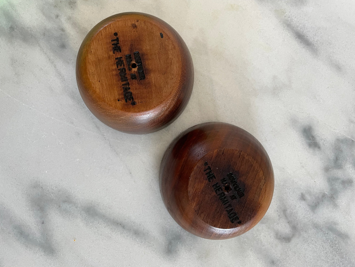 Mid 20th Century Small Turned Walnut Bowls - A Pair