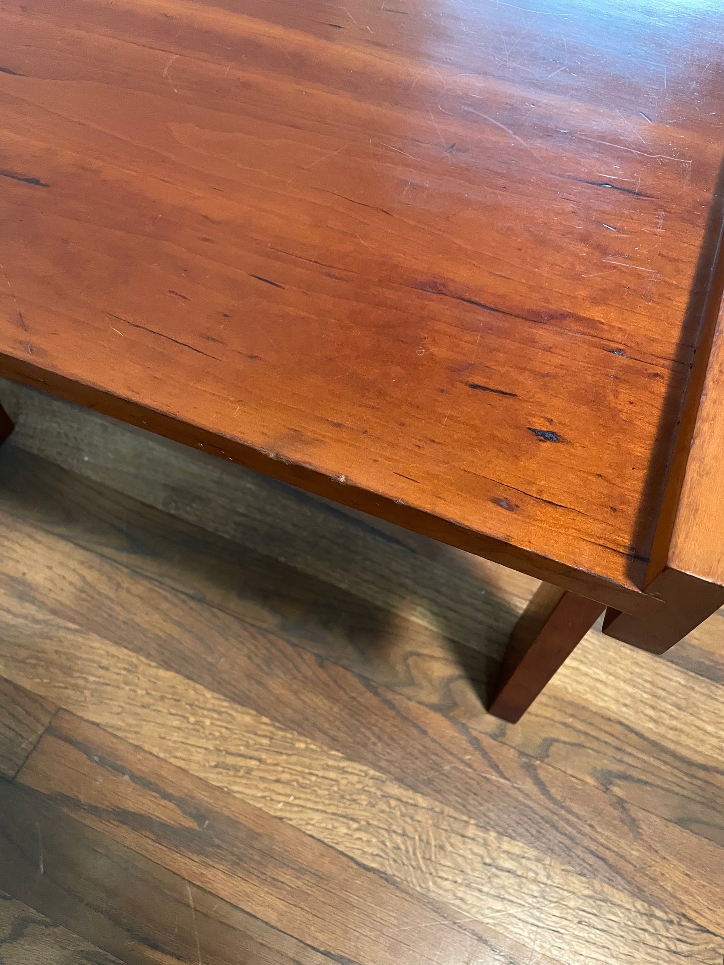 Vintage Minimalist Modern Japanese Red-Brown Sugi Wood Sashimono Table