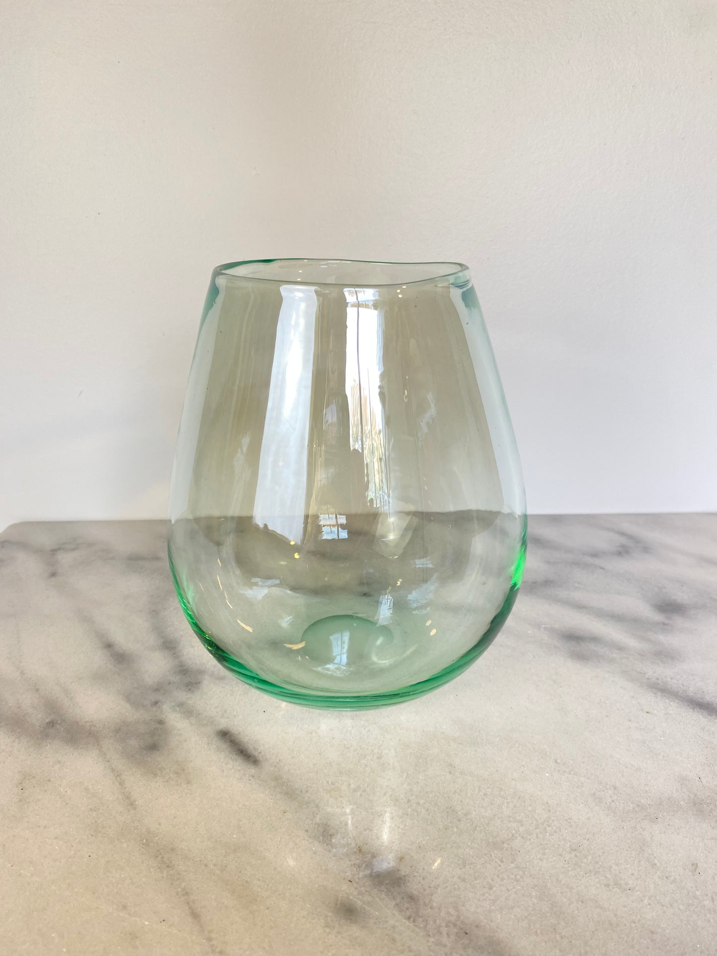Vintage Hand-Blown Pale Turquoise Glass Vase, Tapered Form