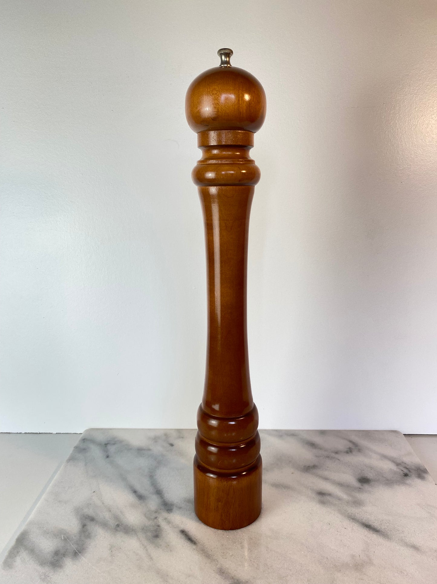 Large Vintage Walnut-Stained Hardwood Pepper Mill, 18” — Professional Series Made in Usa
