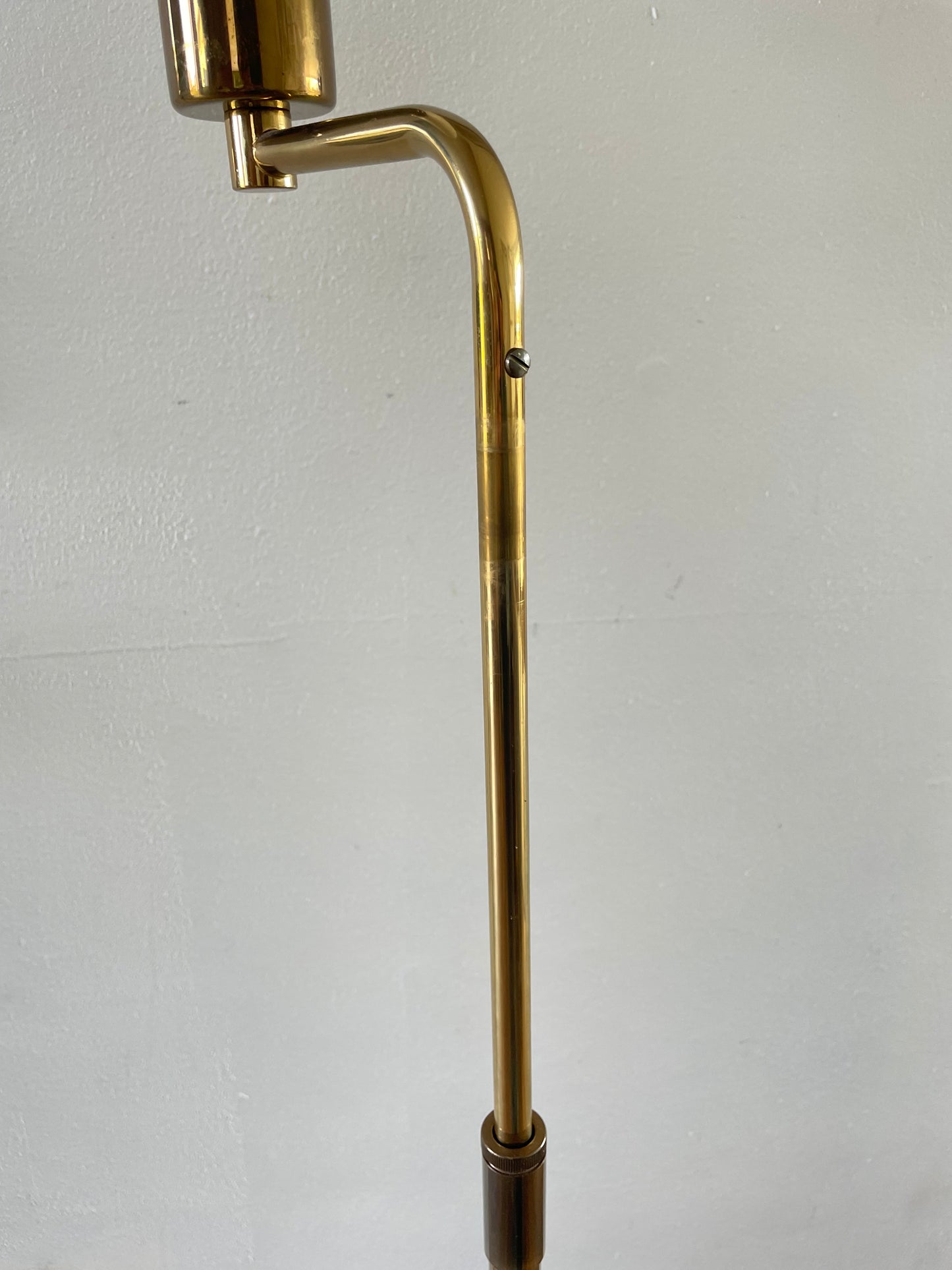 Late 20th Century Brass Library Floor Lamp With Milk Glass Shade
