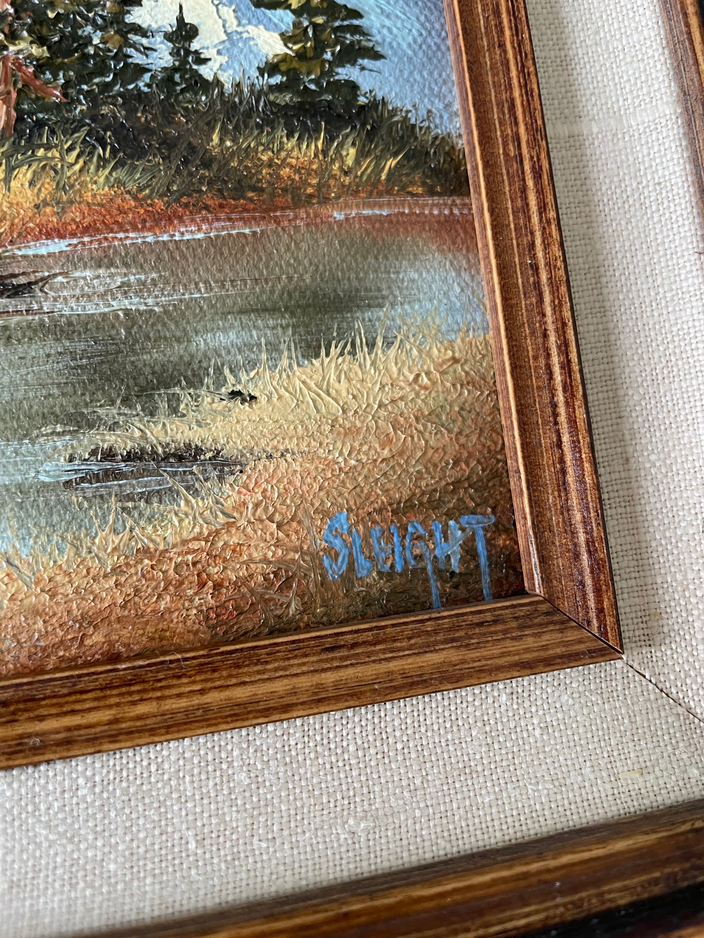 Late 20th Century Judy Sleight Signed Framed Oil on Canvas PNW Landscape