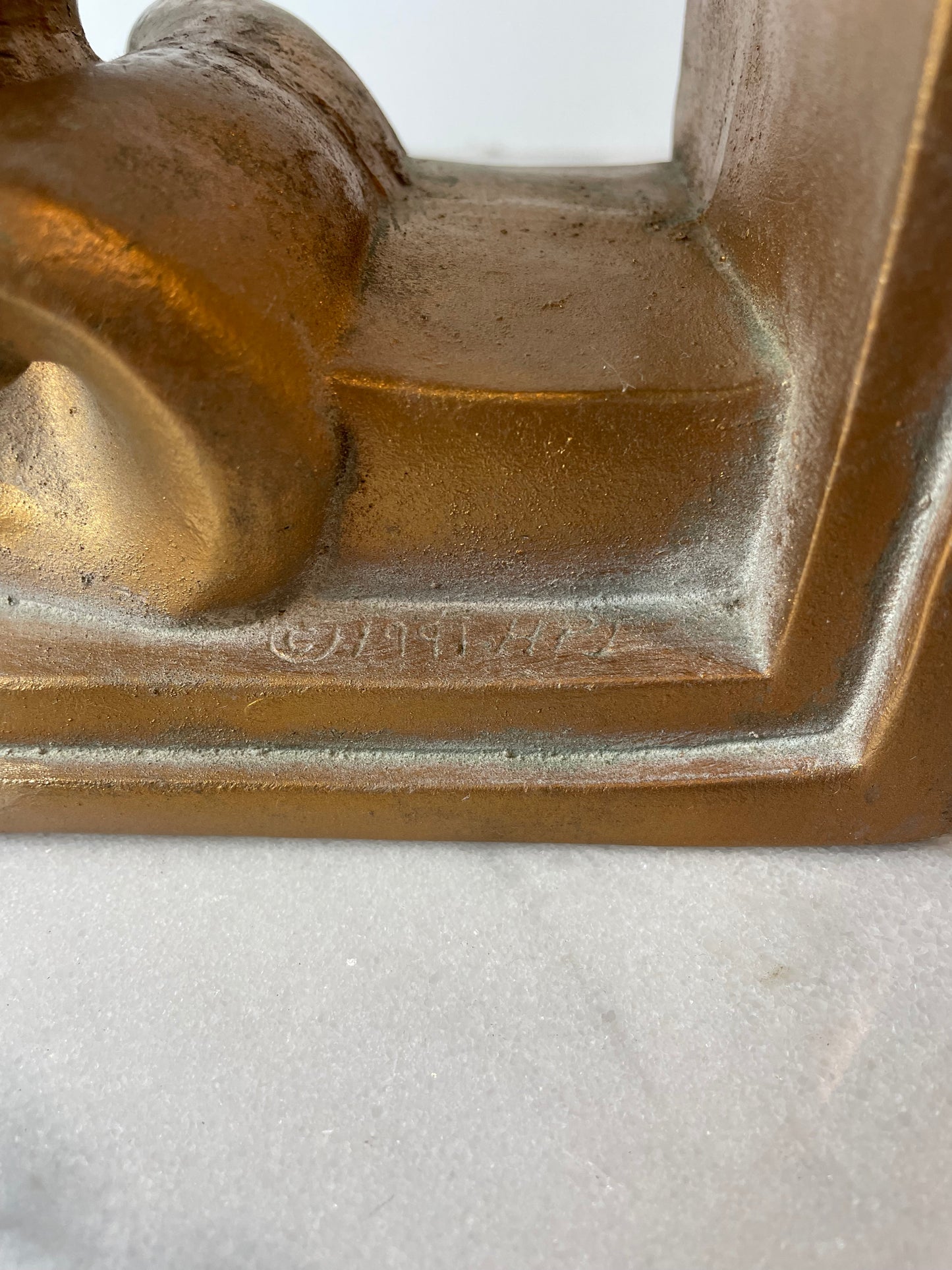 1991 Brushed Gold Plaster Acanthus Leaf Scroll Cornice Wall Sconces or Bookends