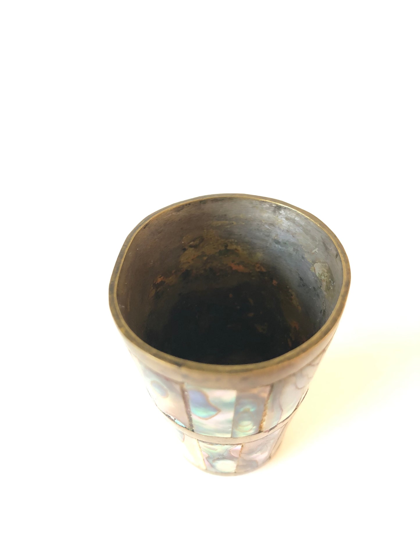 Mid 20th Century Mother of Pearl & Brass Shot Glass