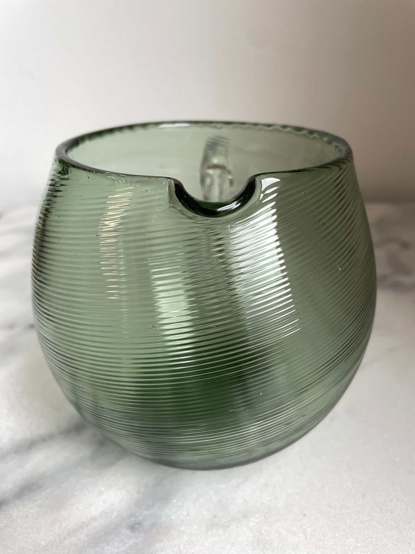 Mid 20th Century Mouth Blown Glass Pitcher in the Style of Steuben