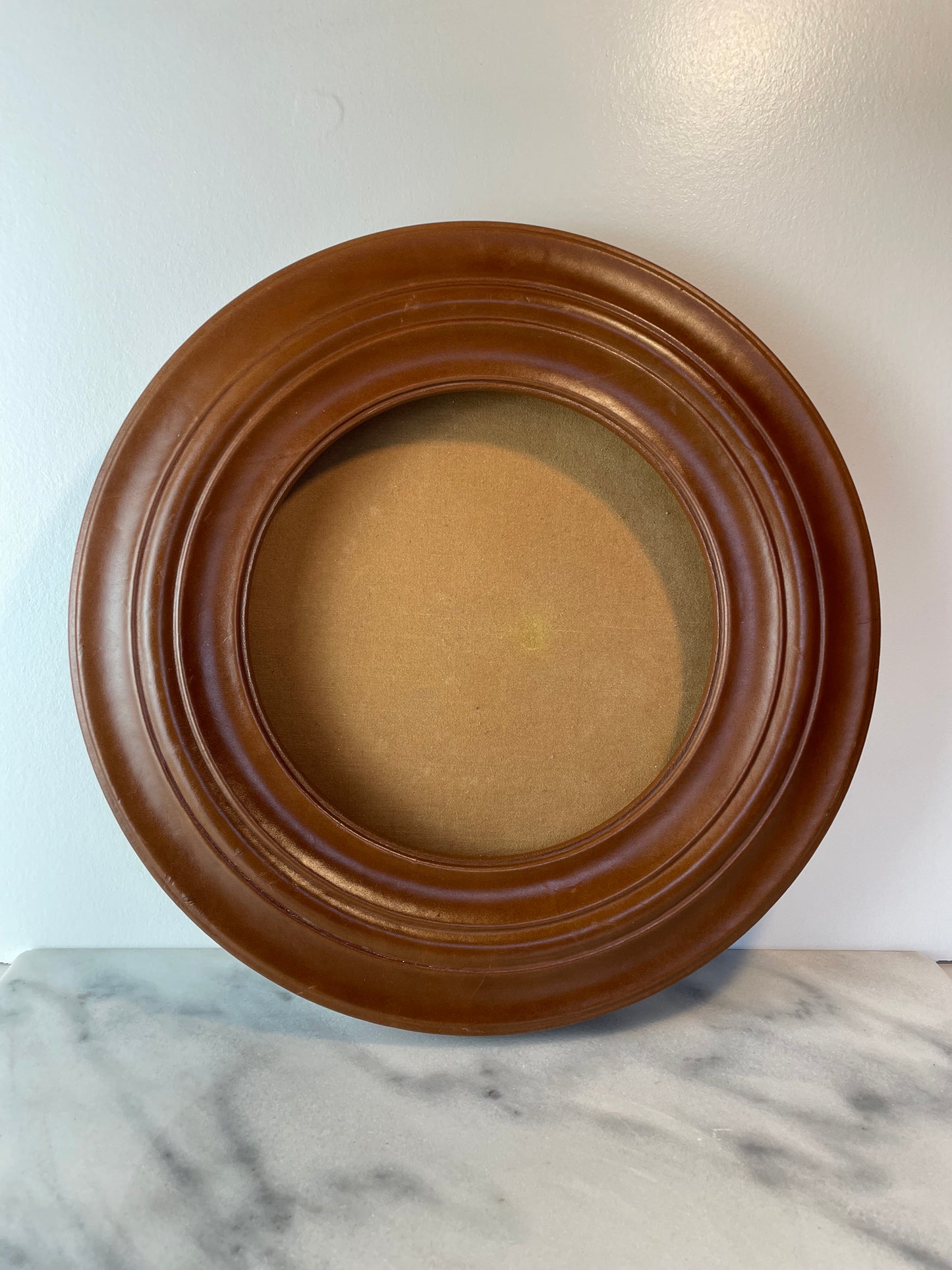 Contemporary Leather-Wrapped Picture Frame With Sculptural Molded Detailing