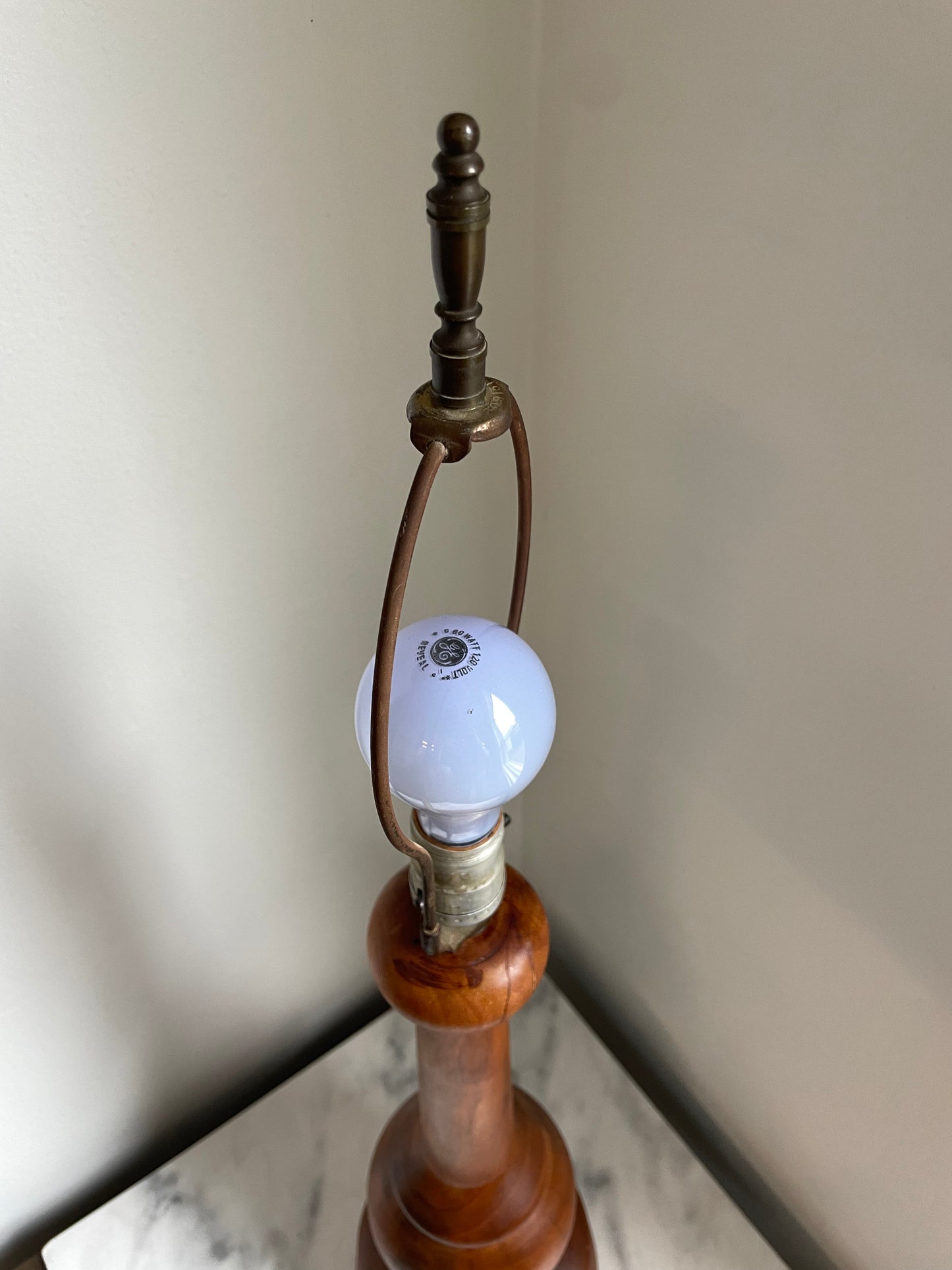 Mid 20th Century Hand Made Turned Wood Lamp