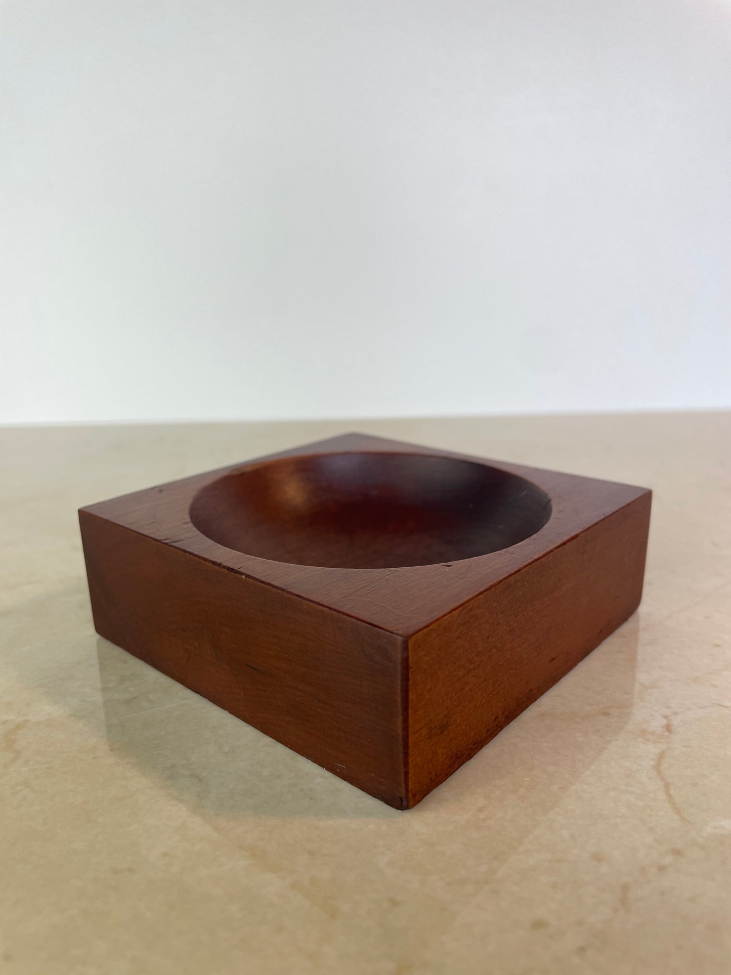 Vintage Studio Craft Modern Teak Cube Catchall / Vide-Poch