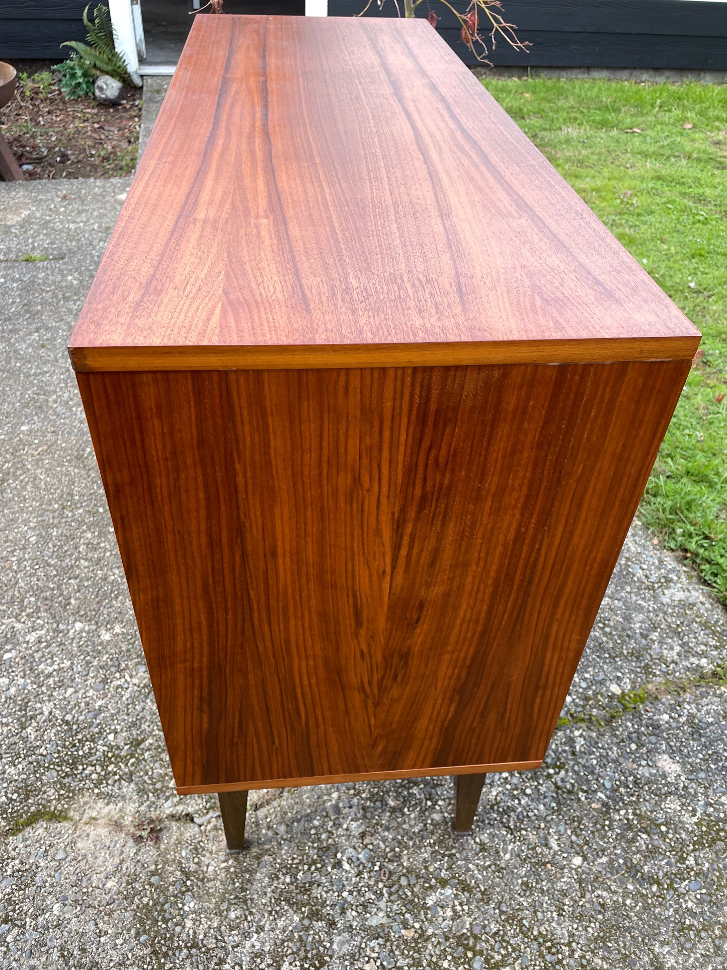 1960s Mid-Century Danish Modern Teak Sideboard Credenza With Lock and Key