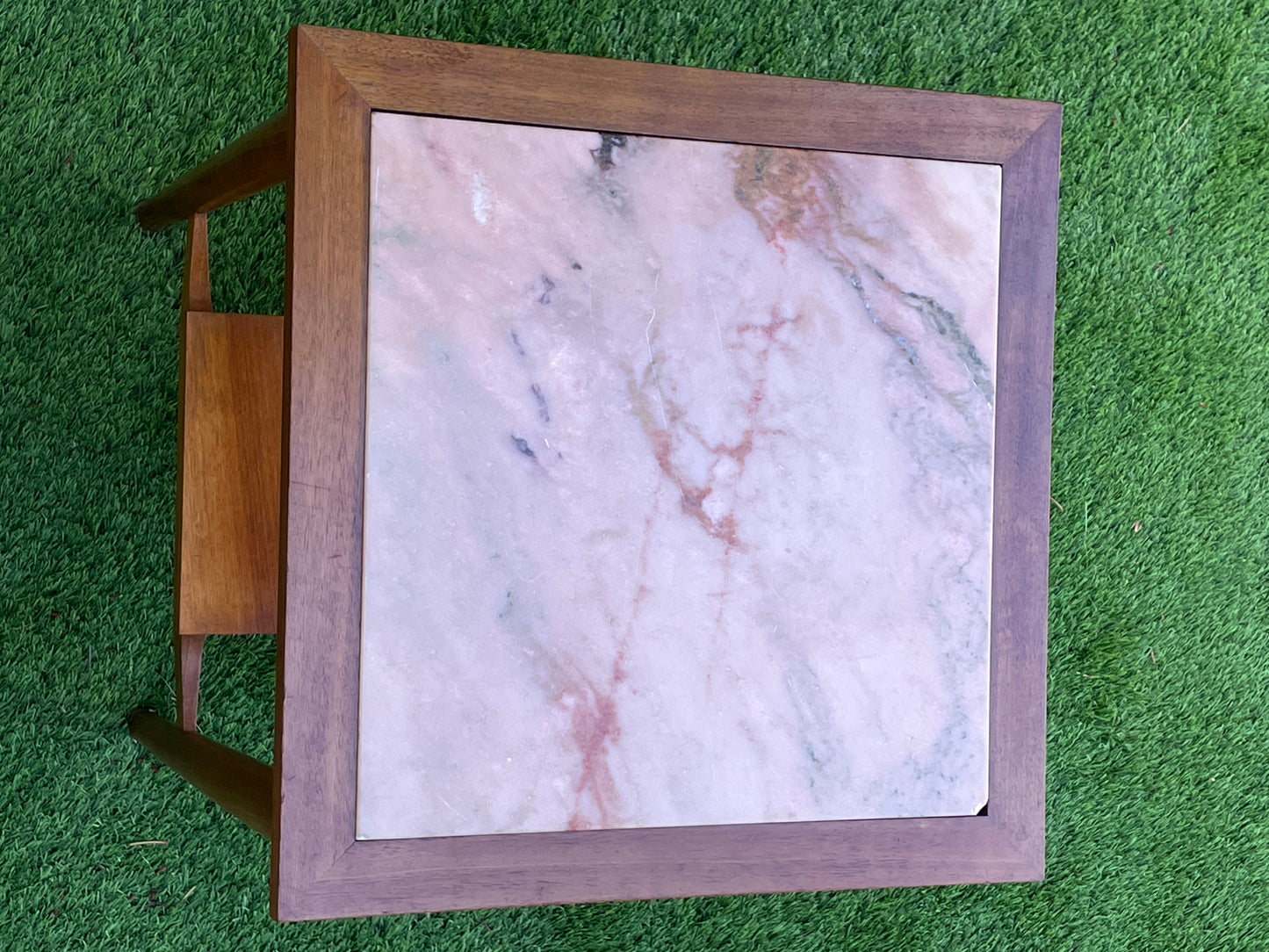 Mid 20th Century Mid-Century Modern Marble and Walnut Side Table