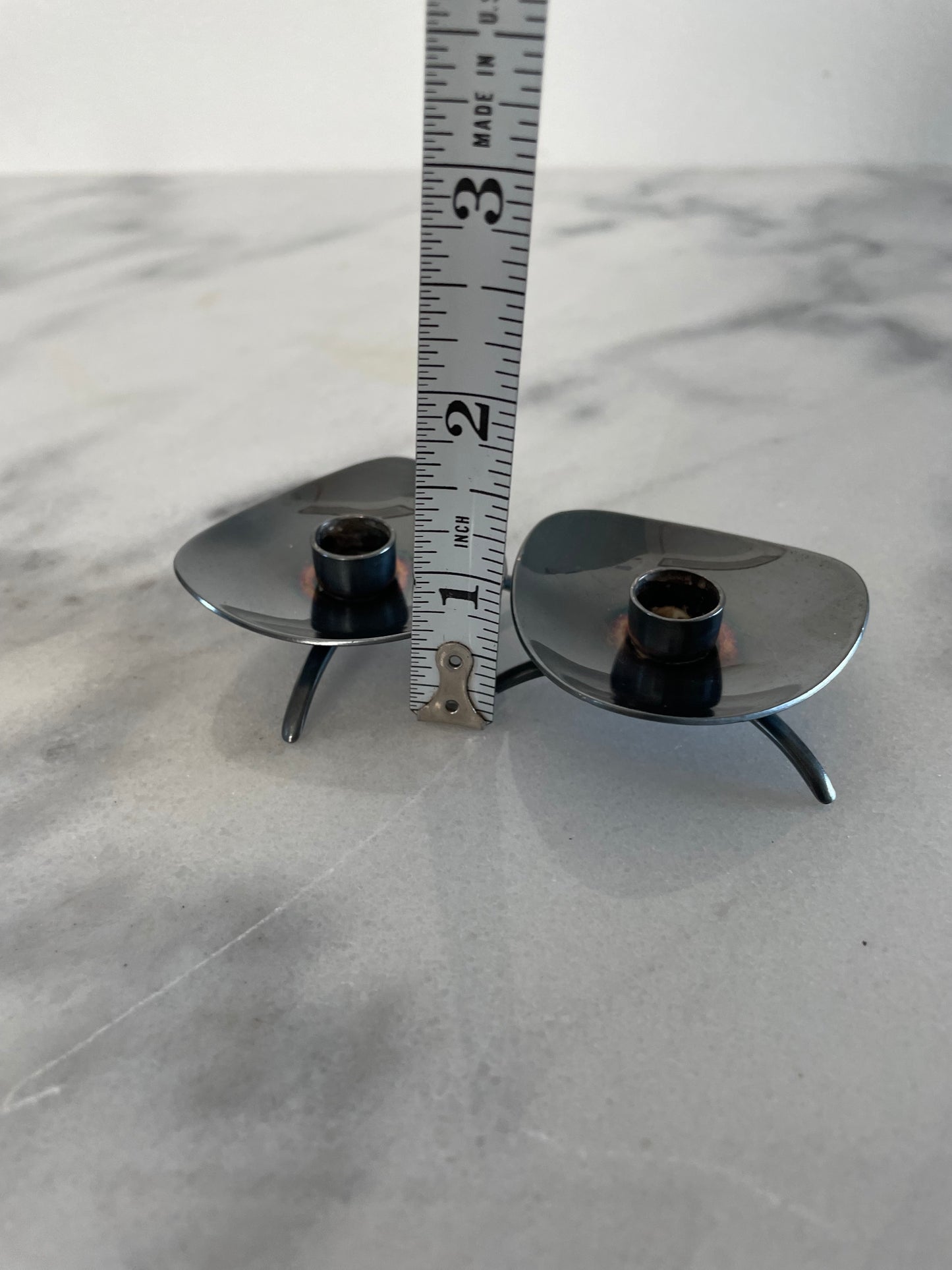 Mid 20th Century Carl Cohr Atla Denmark Modernist Silverplate Candleholders- a Pair