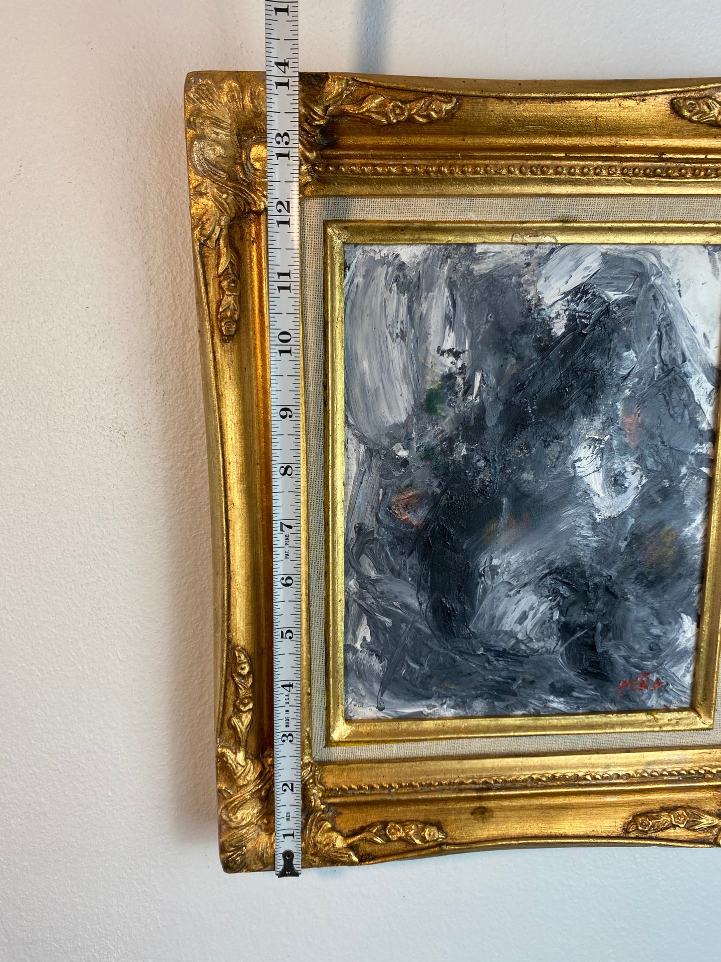 Original Abstract Expressionist Oil Painting in Ornate Vintage Gilded Frame