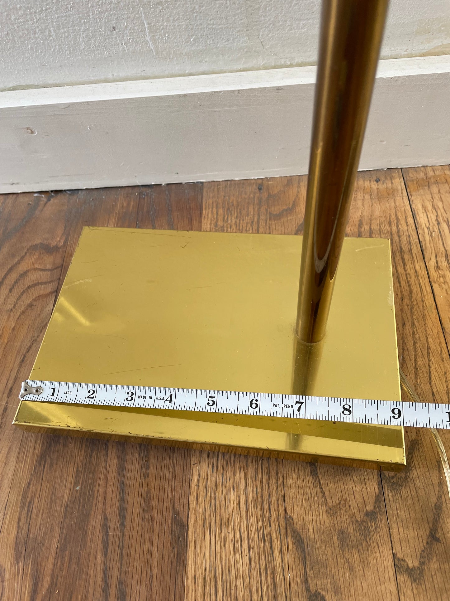 Late 20th Century Brass Library Floor Lamp With Milk Glass Shade