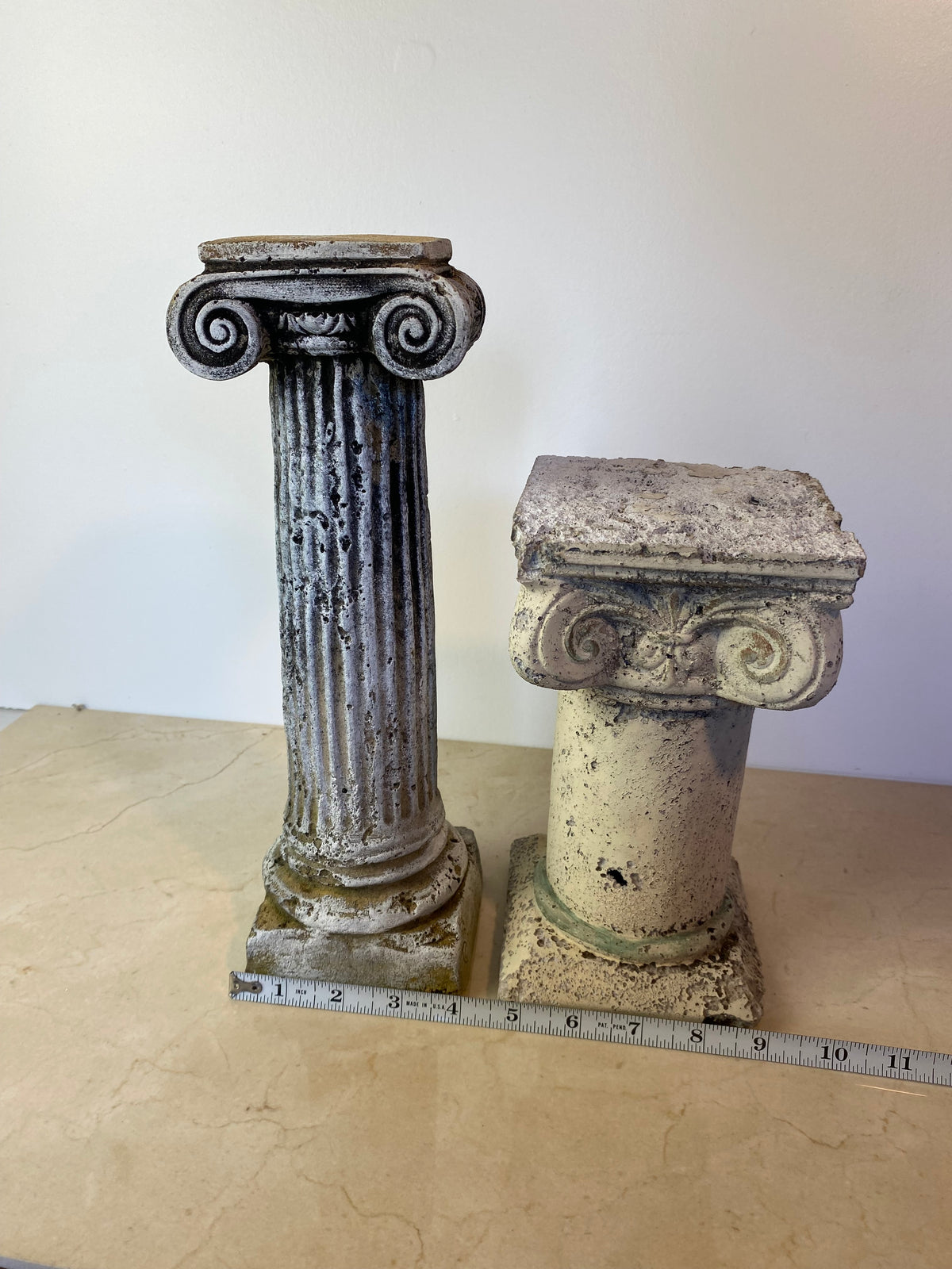 Pair of Rustic Plaster Neoclassical Column Pedestals