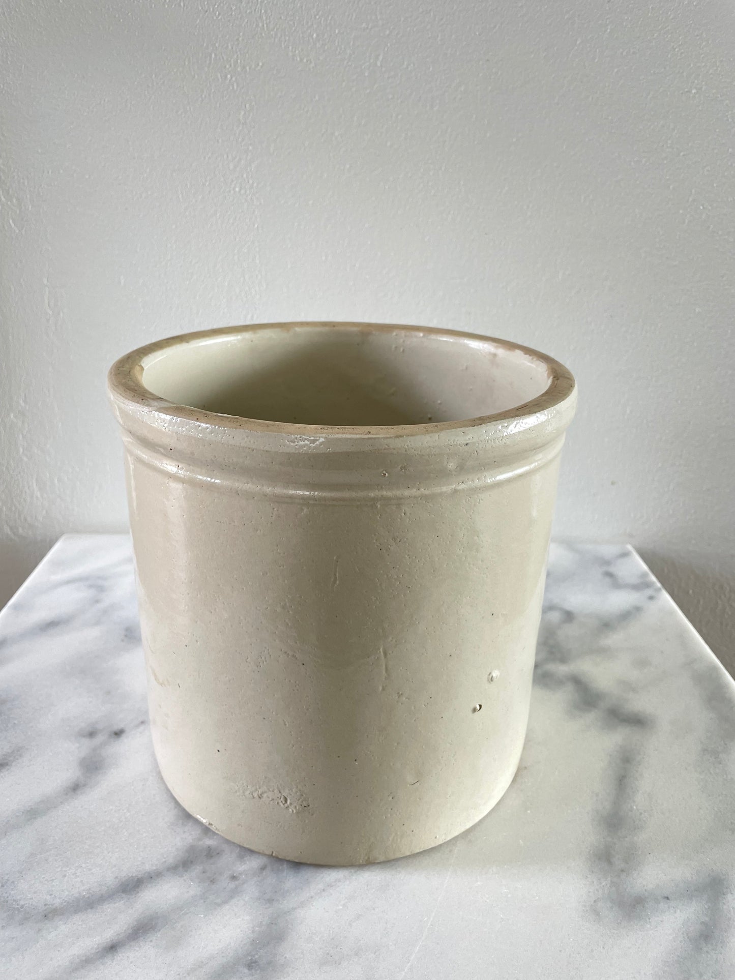 Mid 20th Century Earthenware Pottery Fermenting Crock Farmhouse Country Storage Vessel