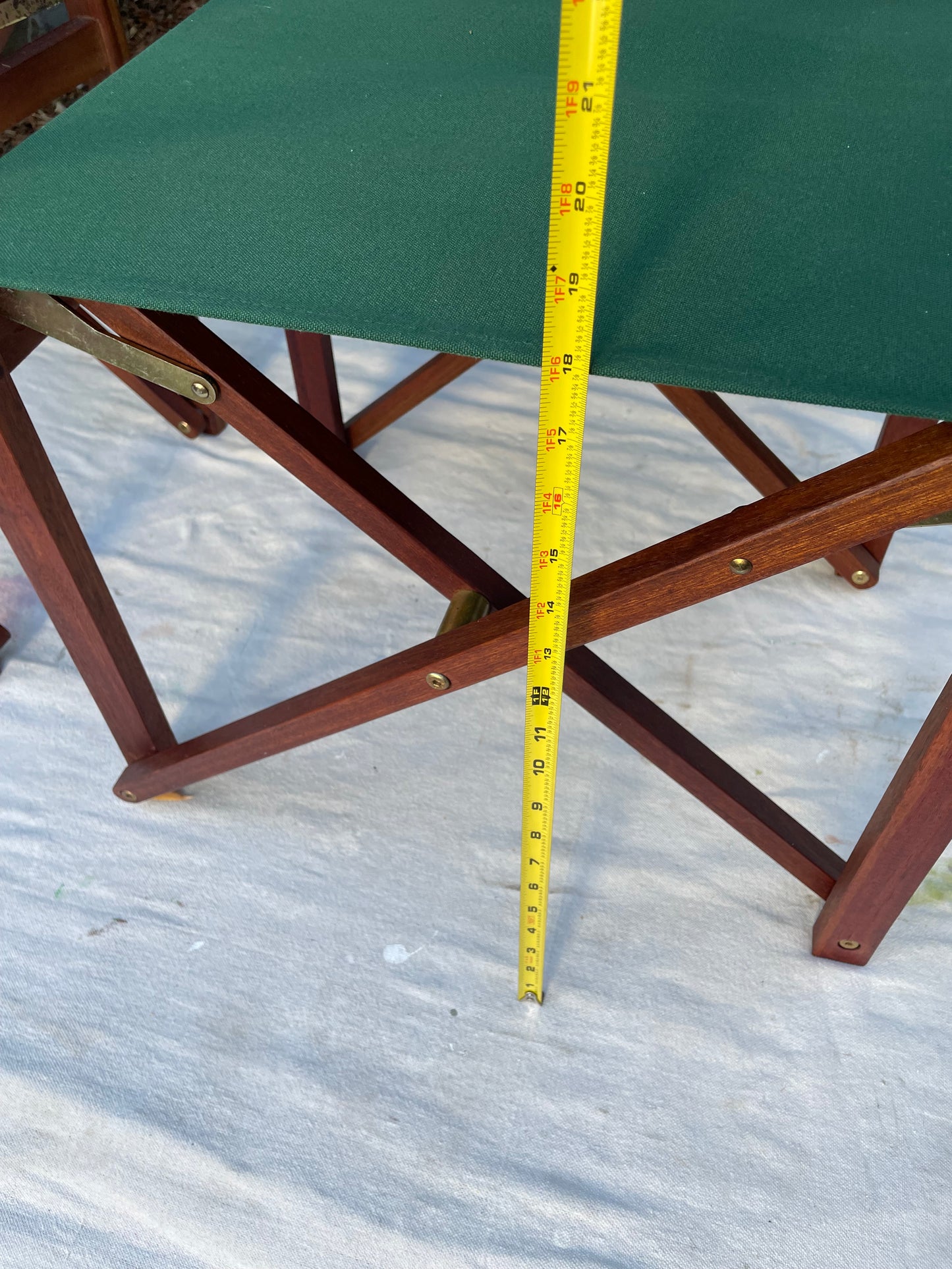 Vintage Hunter Green Teak Folding Directors Chair - Set of 2
