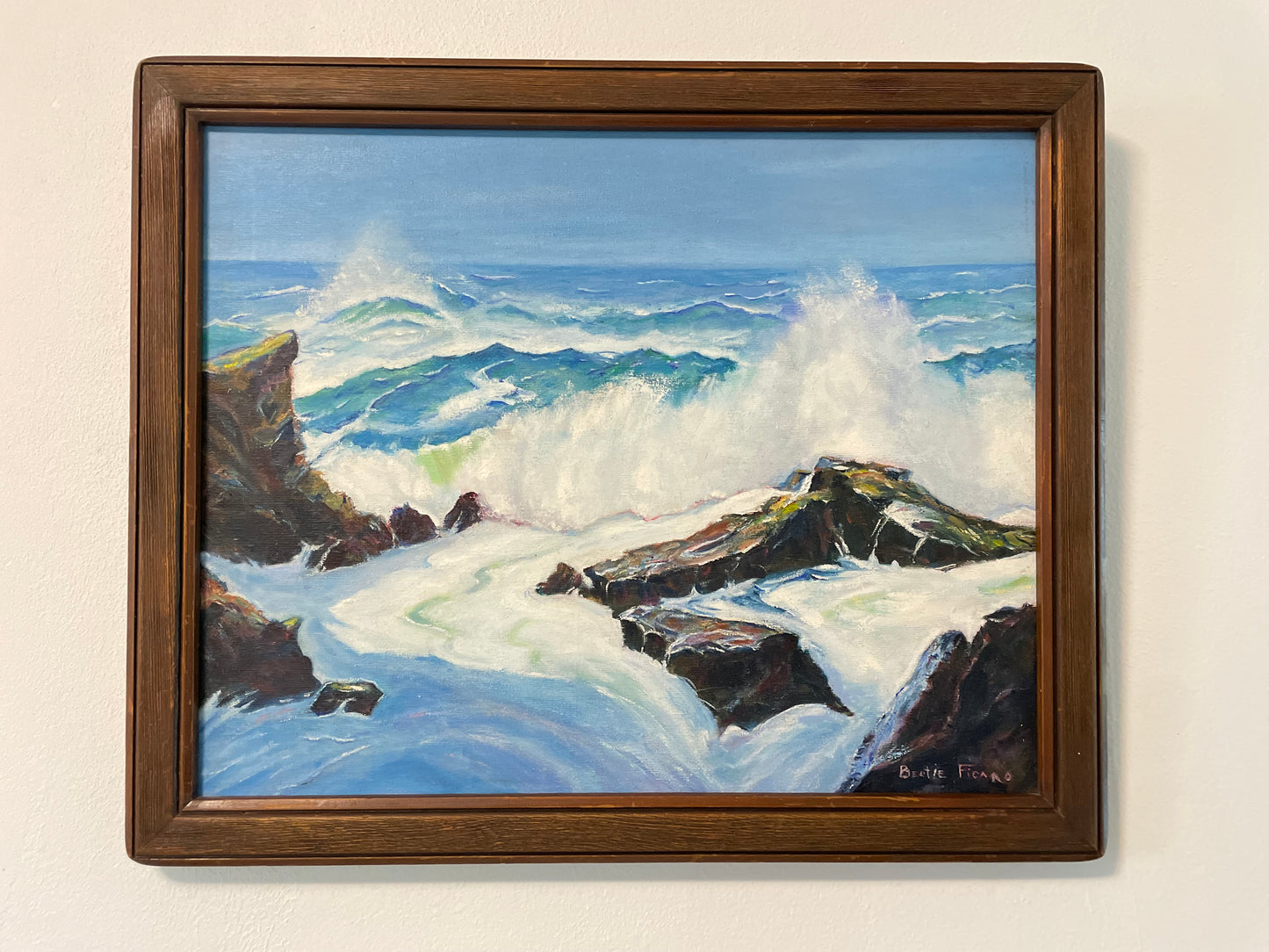 Vintage Framed Seascape Oil on Canvas Signed Ficaro