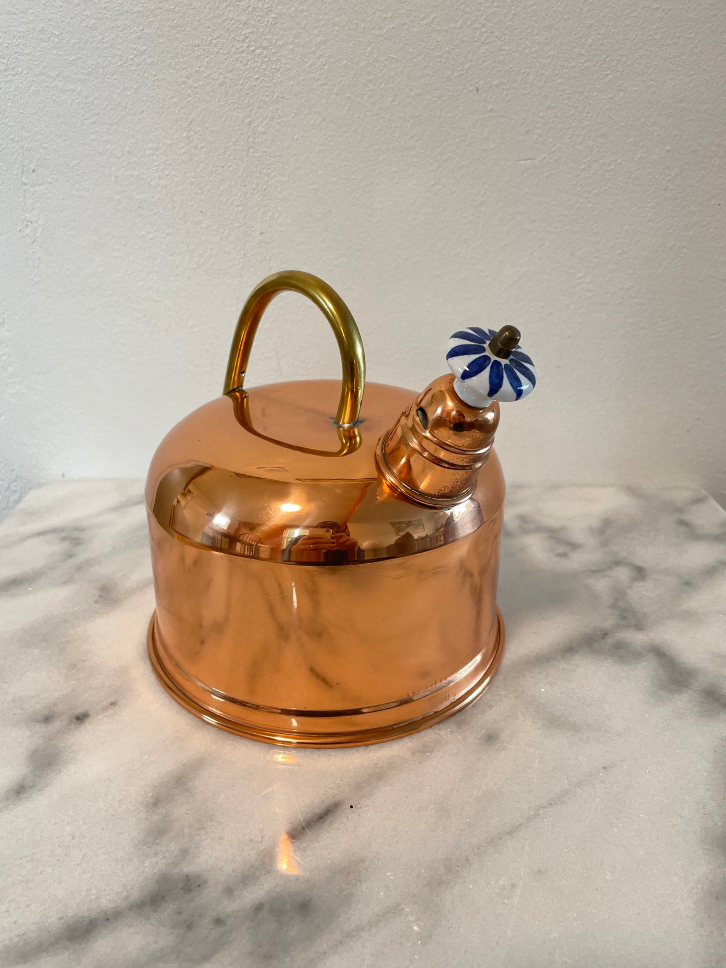 Vintage Copper Tea Kettle With Ceramic Whistle Bead