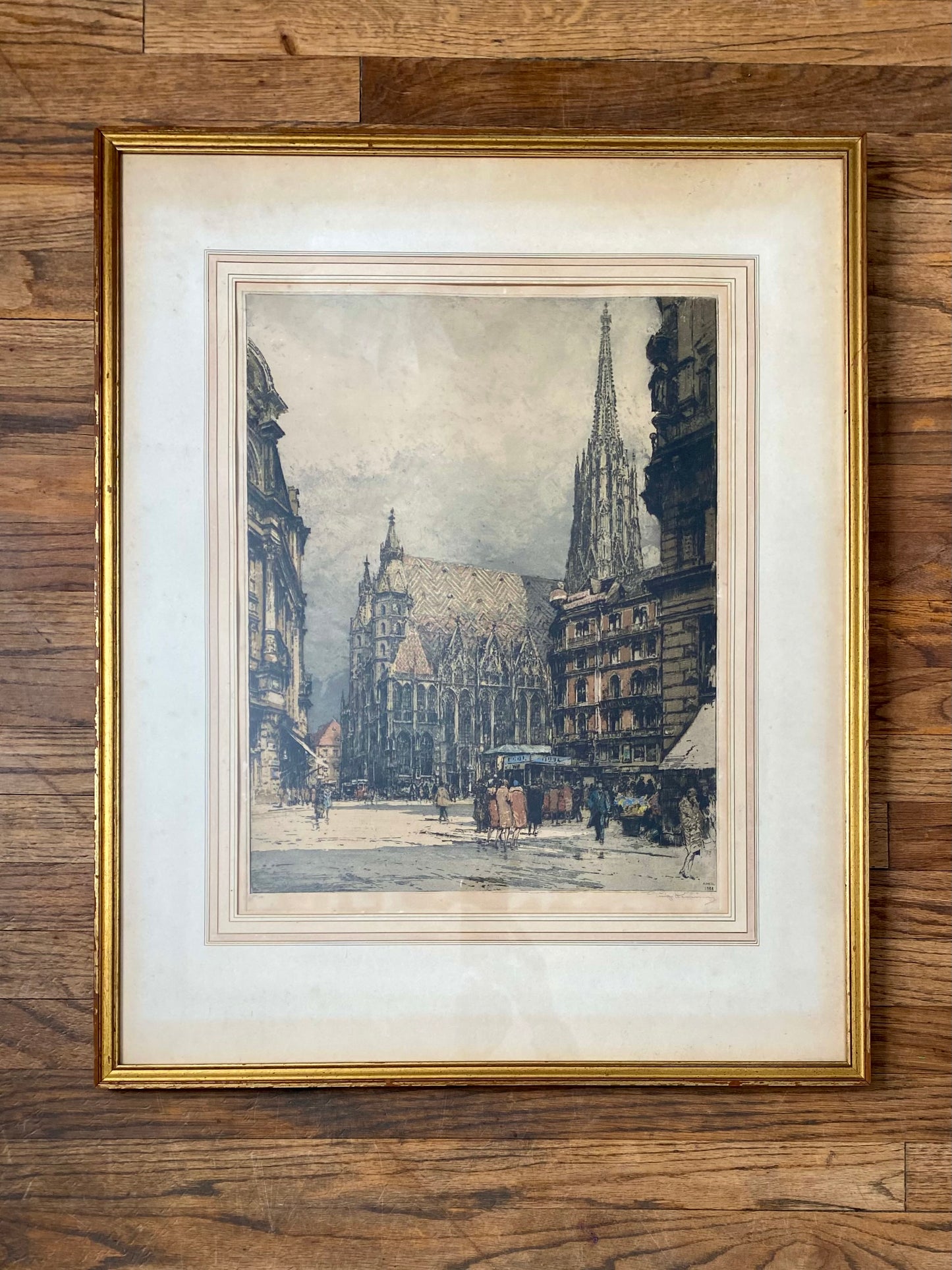 Luigi Kasimir Hand-Colored Etching “St. Stephen’s Cathedral Vienna” — Signed 1928, Limited Edition