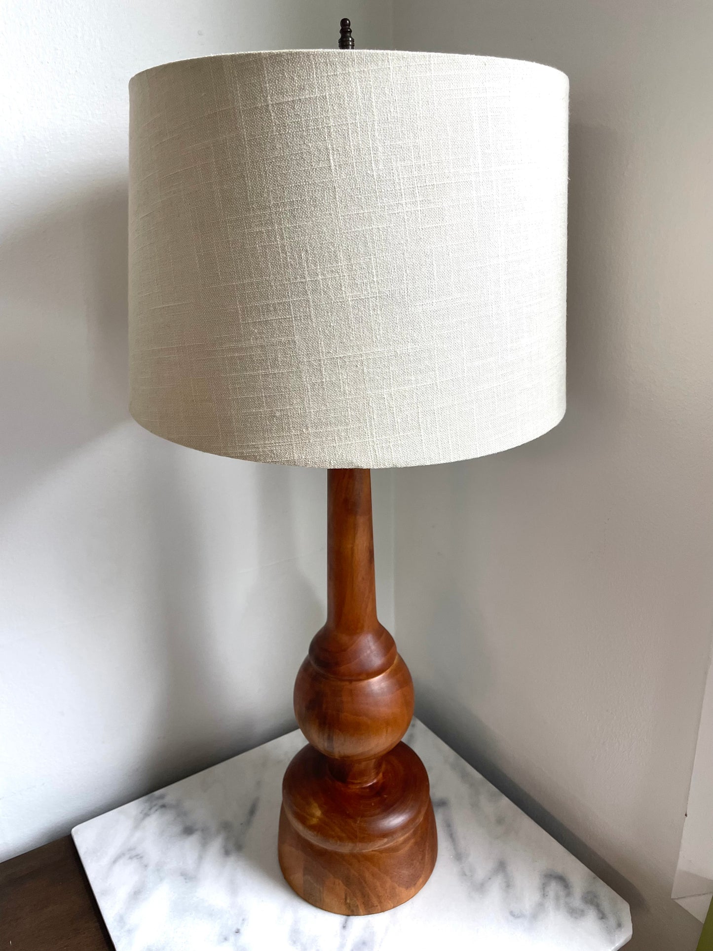 Mid 20th Century Hand Made Turned Wood Lamp