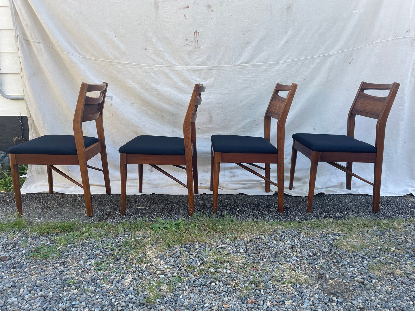 Merton Gershun for American of Martinsville "Accord" Walnut & Cane Dining Chairs - Set of 4