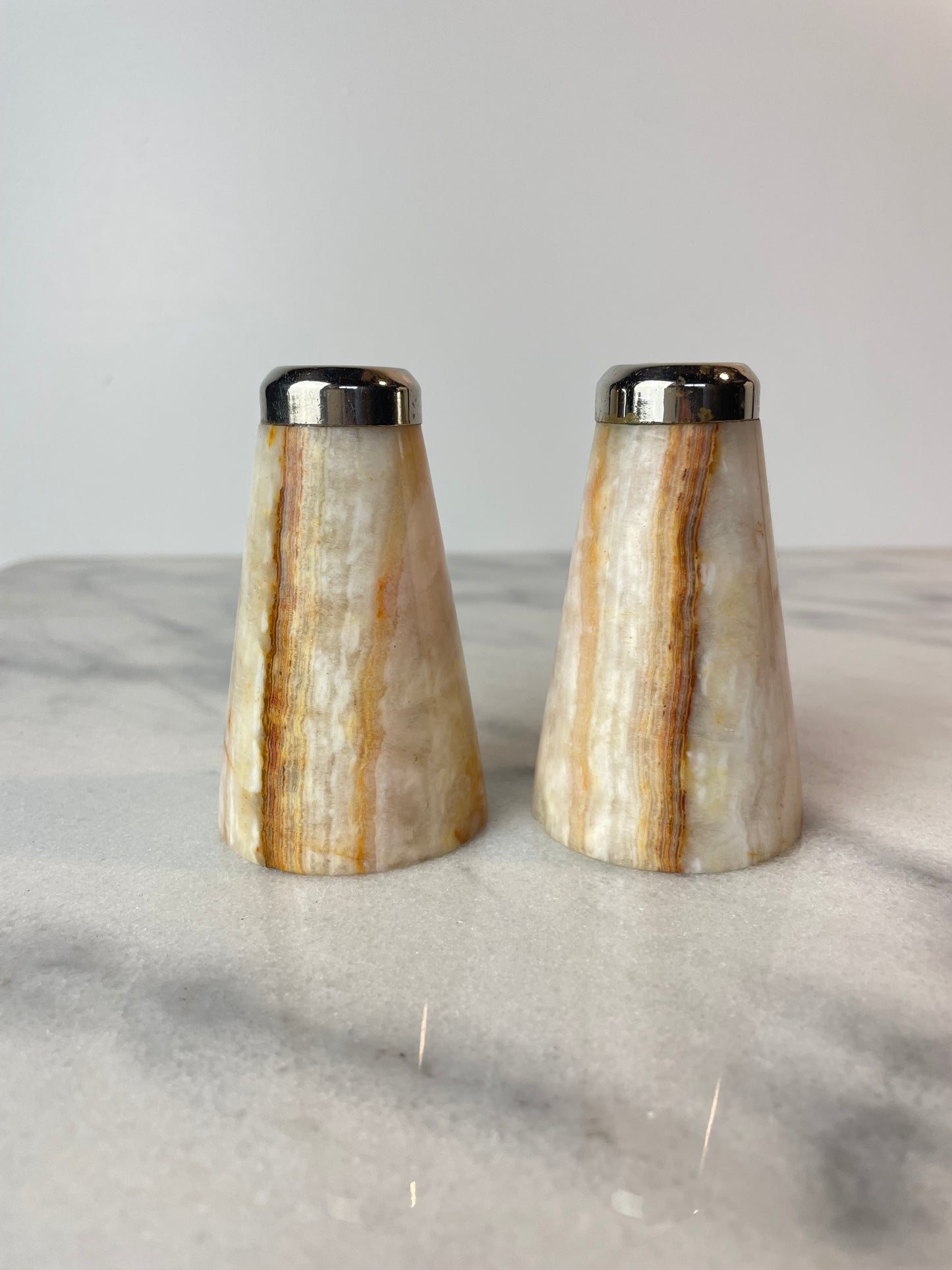 Mid-Century Onyx Salt & Pepper Shakers