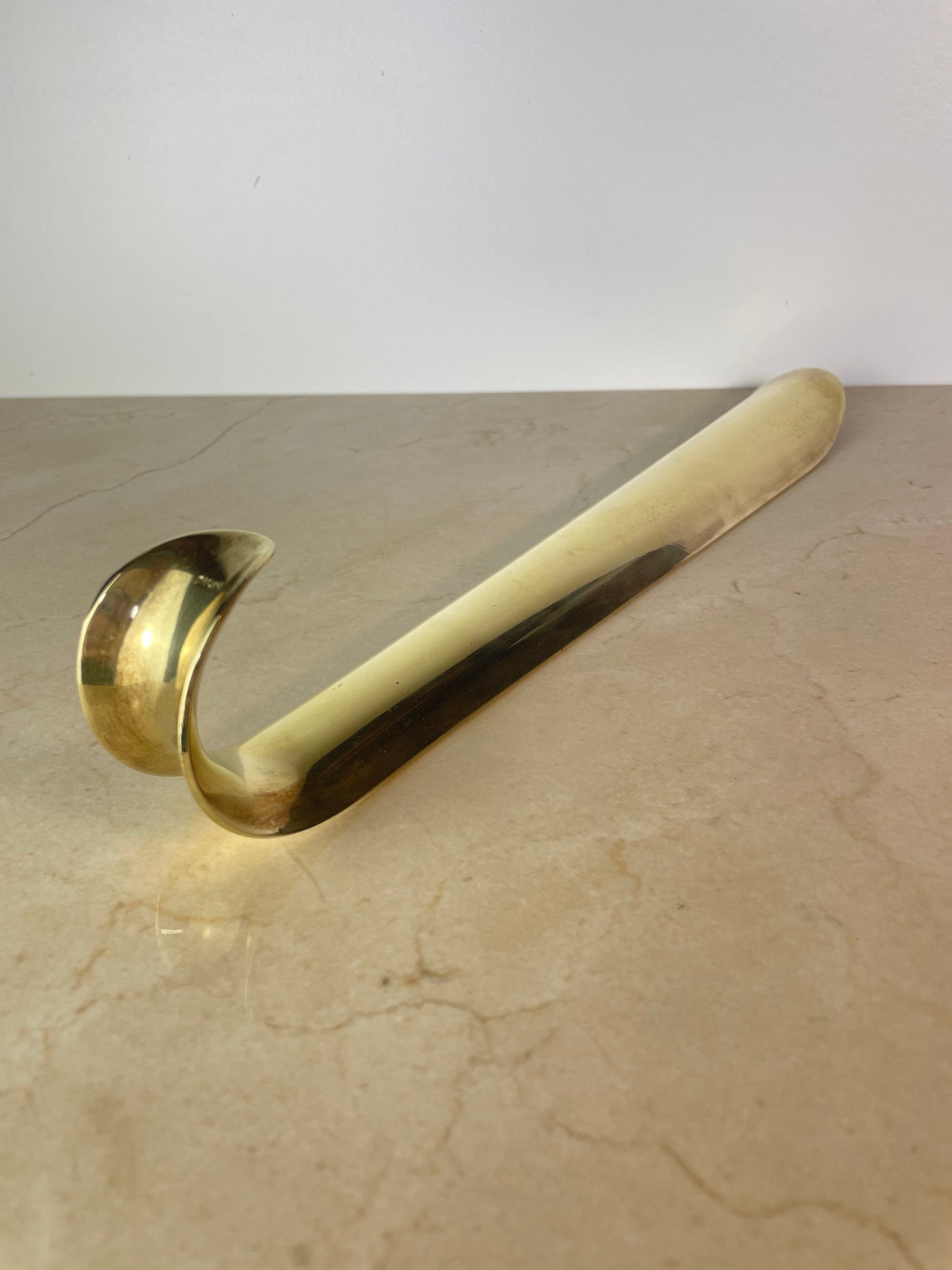 Vintage Solid Brass Long-Handled Shoehorn, India