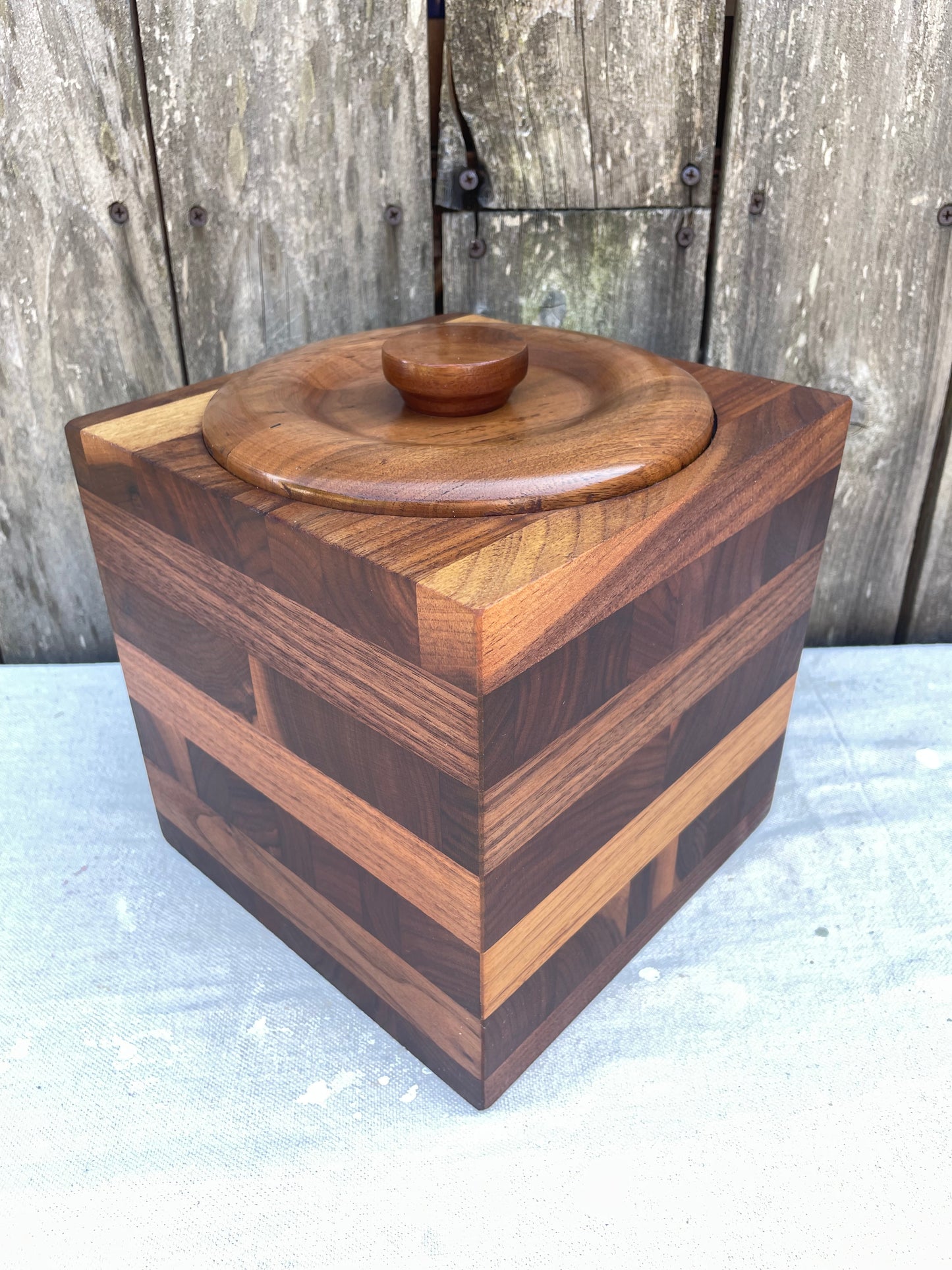 Mid 20th Century Kustom Kraft Solid Black Walnut Ice Bucket