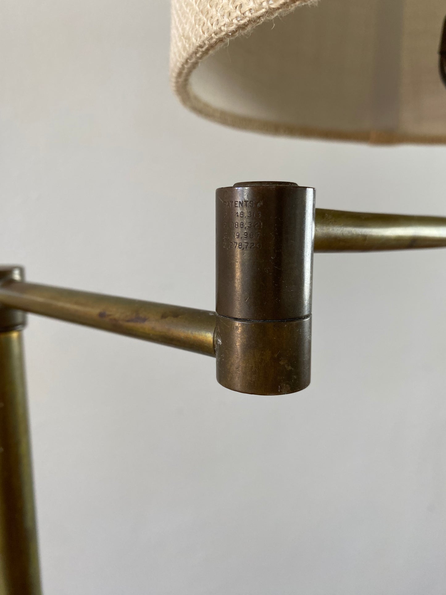Vintage Brass Swing-Arm Library/Reading Floor Lamp