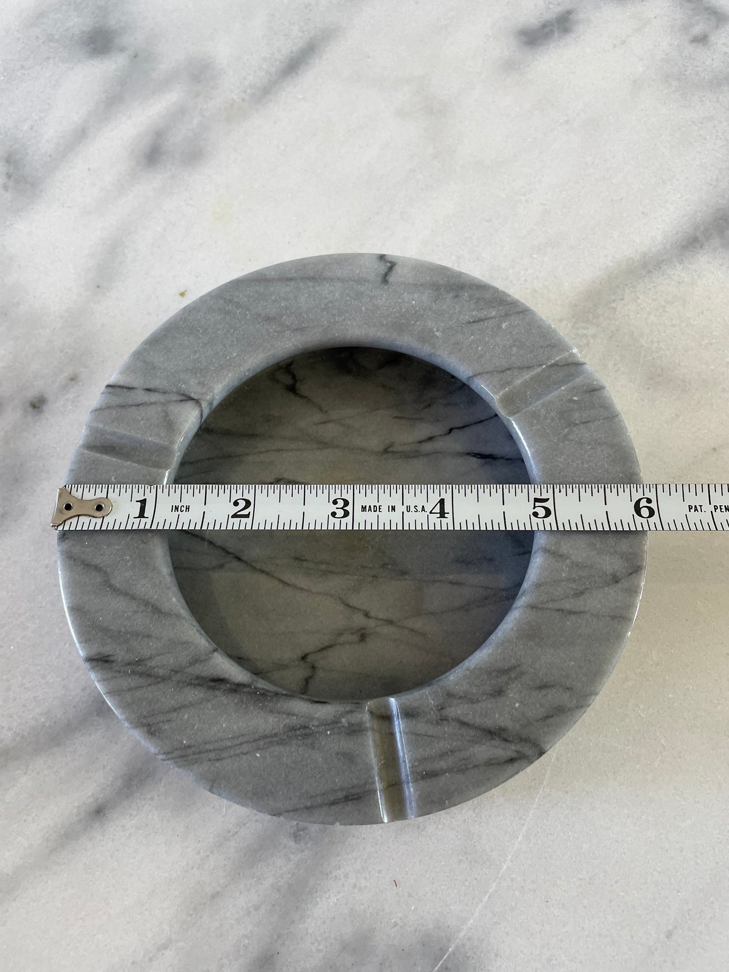 Vintage Modernist Light Gray Marble Cylinder Catchall/Ashtray