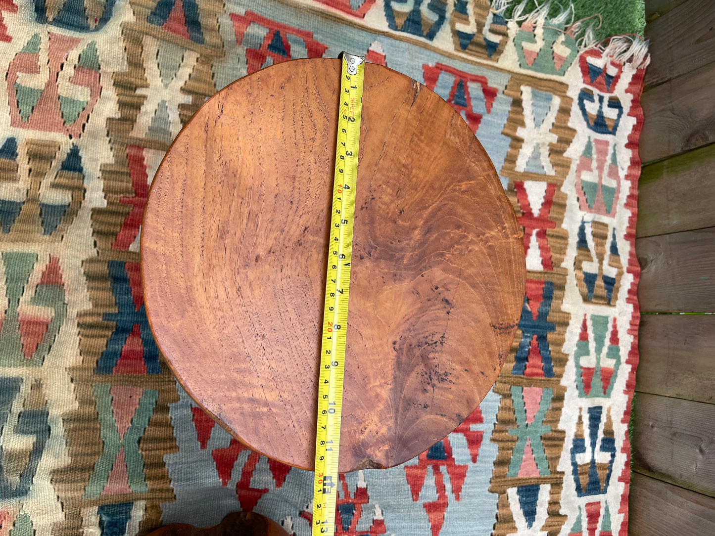 Mid 20th Century Rustic Solid Teak Wood Mushroom Tables - a Pair