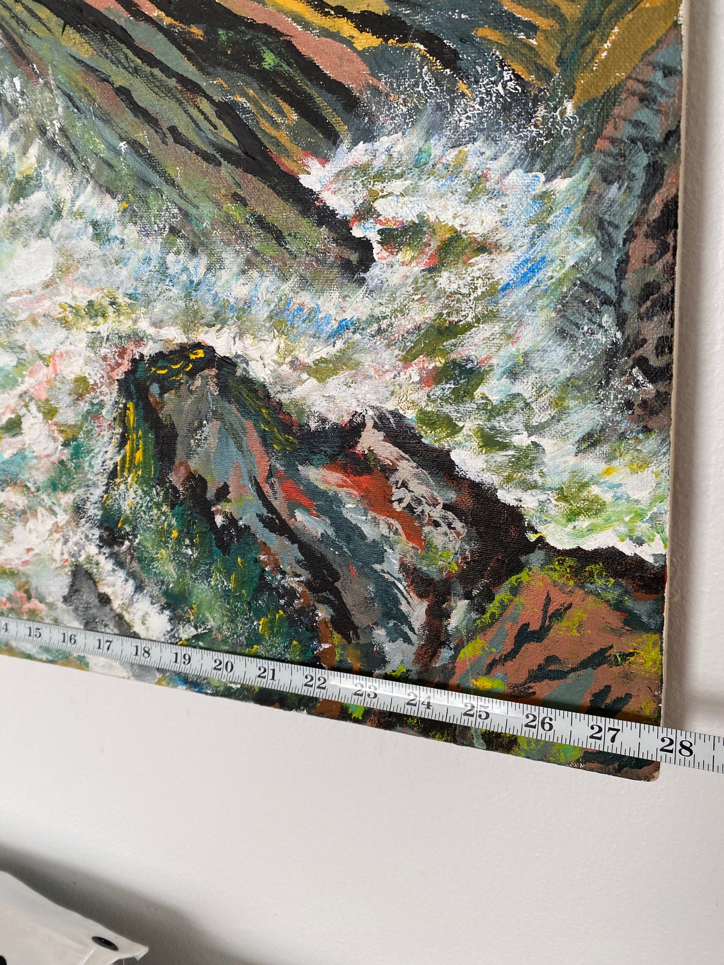 Vintage Abstract Seascape Oil Painting on Canvas — Expressive Coastal Modern Ar